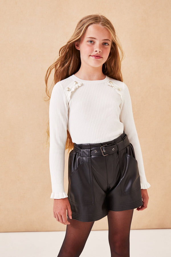 White Military Button Frill Jumper