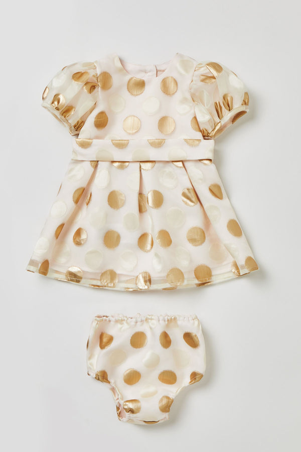 Gold Puff Sleeve Dress With Knicker