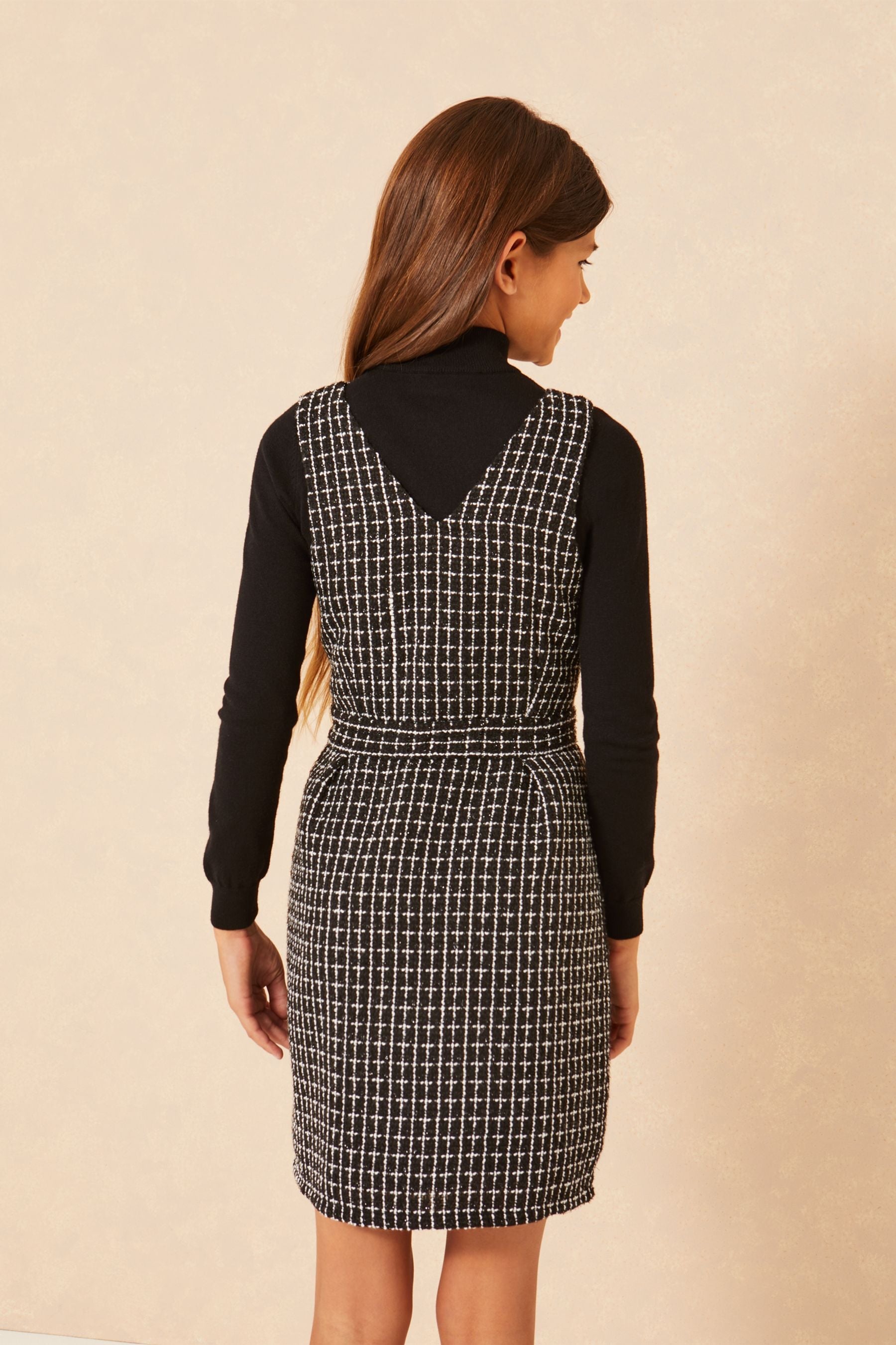 Monochrome Pinny Knitted Dress