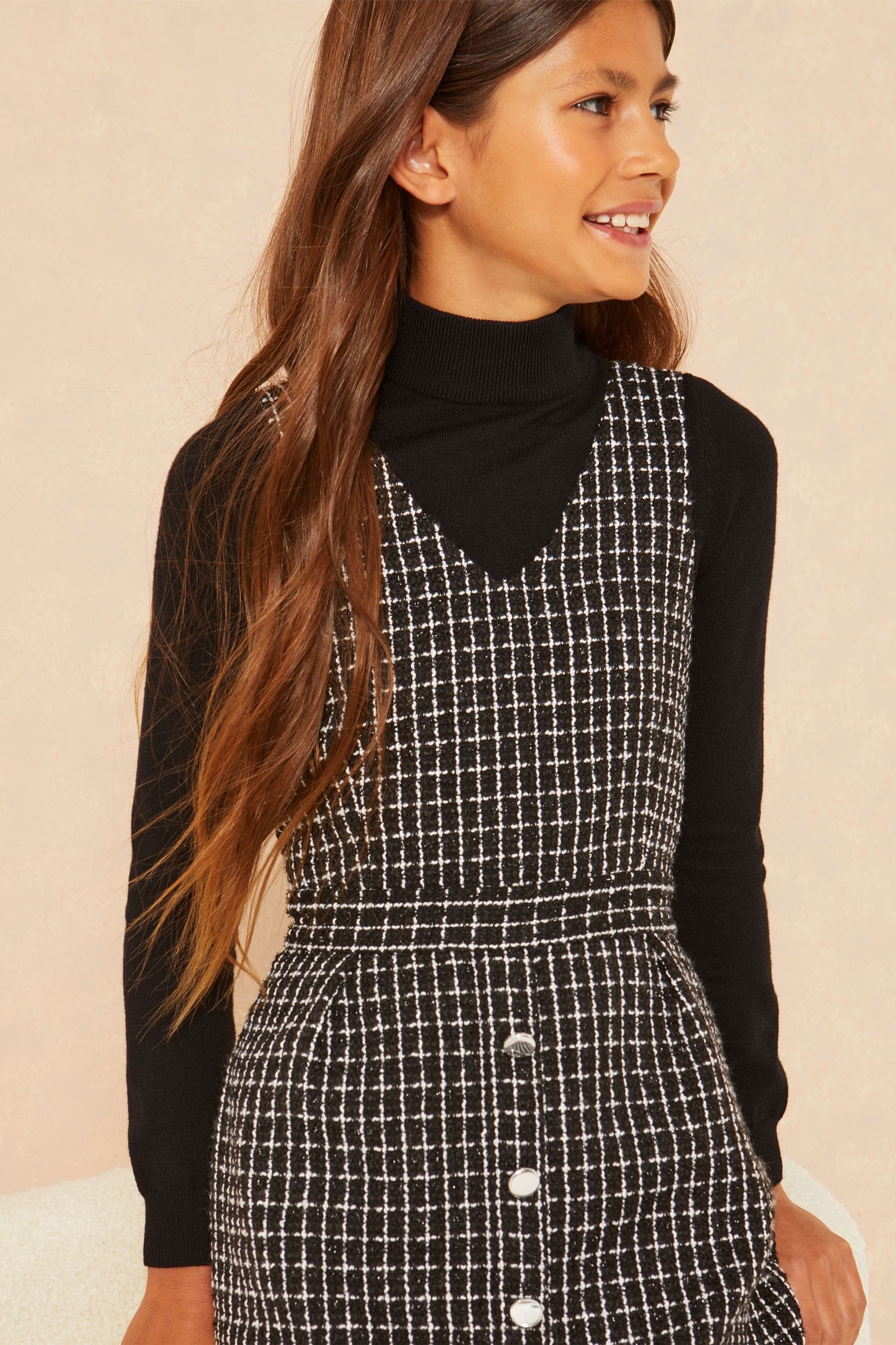 Monochrome Pinny Knitted Dress