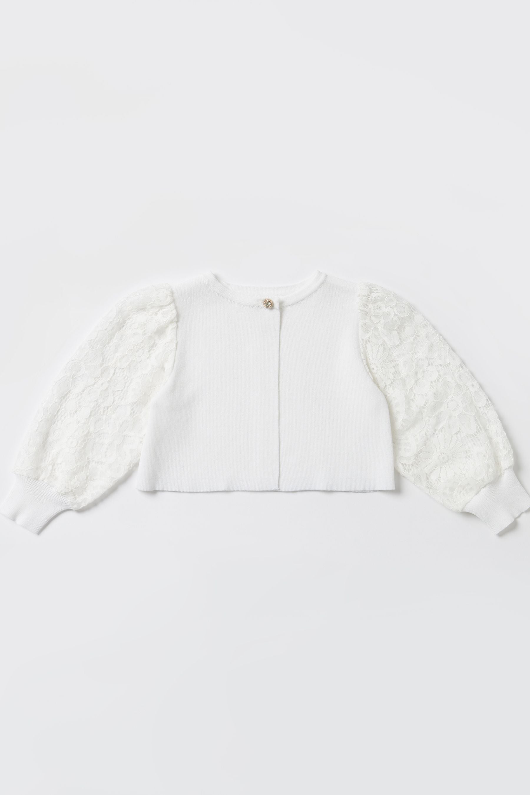 White Lace Sleeve Cardigan - Baby