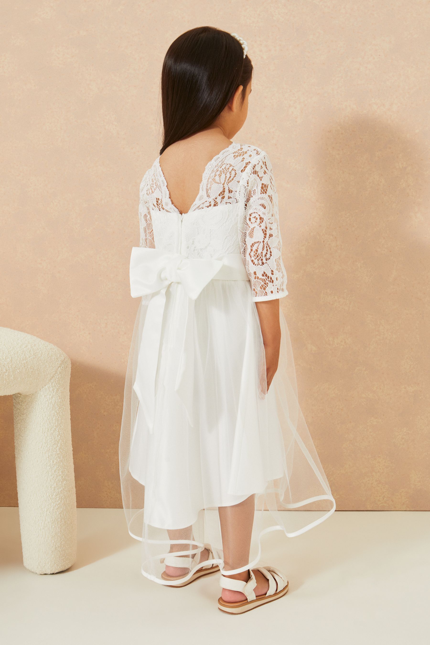 White Mini Lace Long Sleeve Occasion Dress