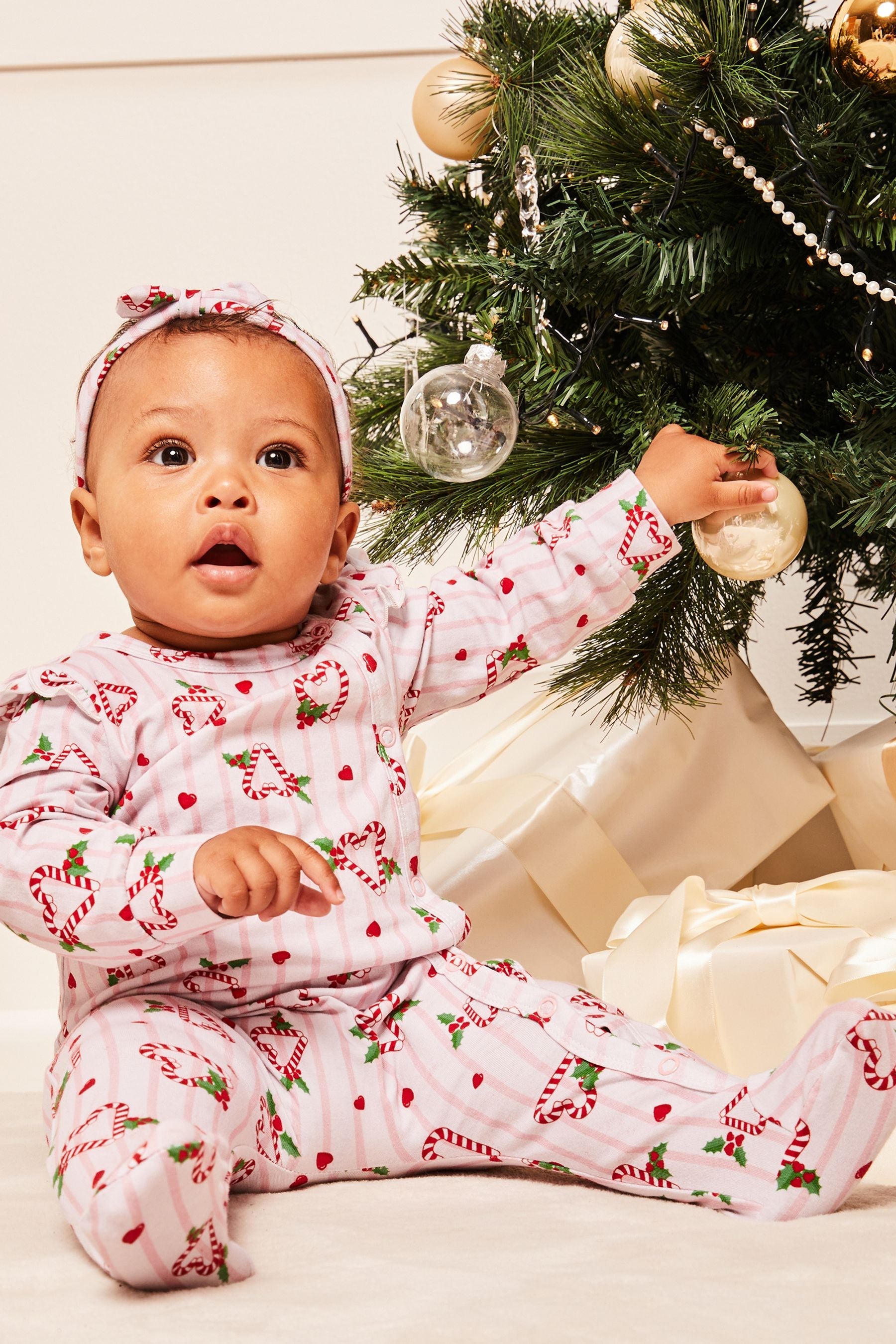 Pink Christmas Sleepsuit - Baby