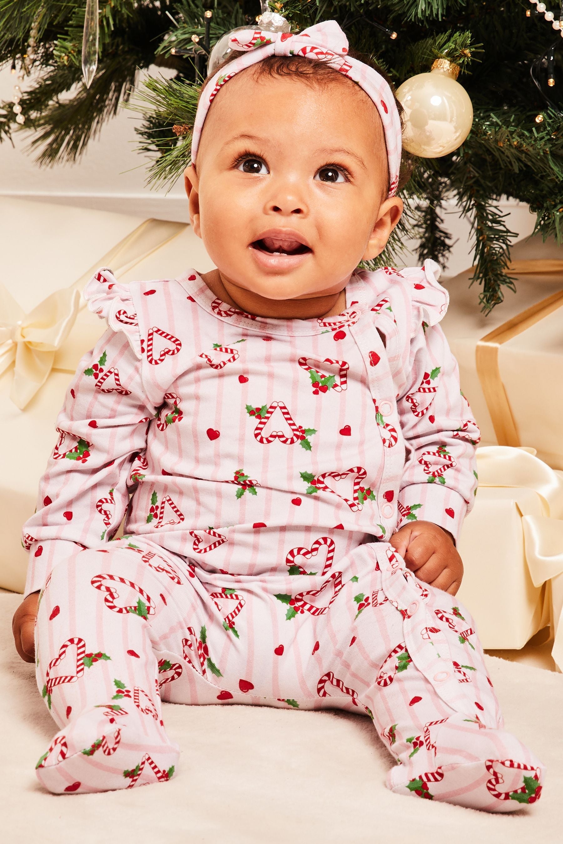 Pink Christmas Sleepsuit - Baby