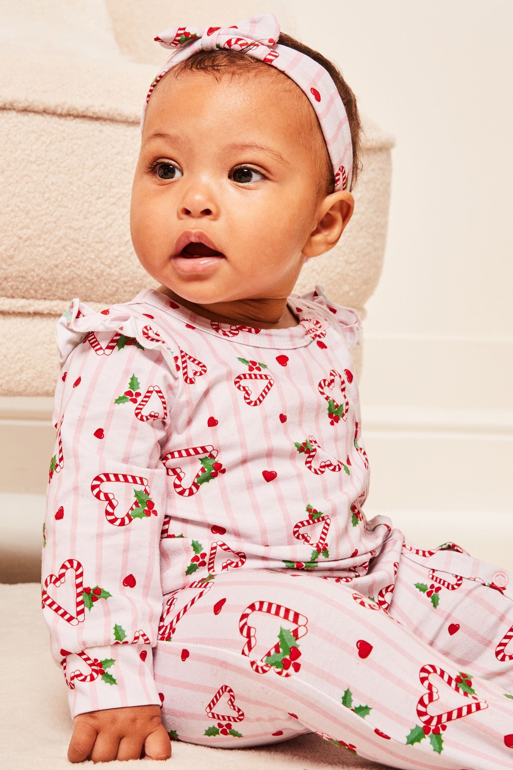 Pink Christmas Sleepsuit - Baby