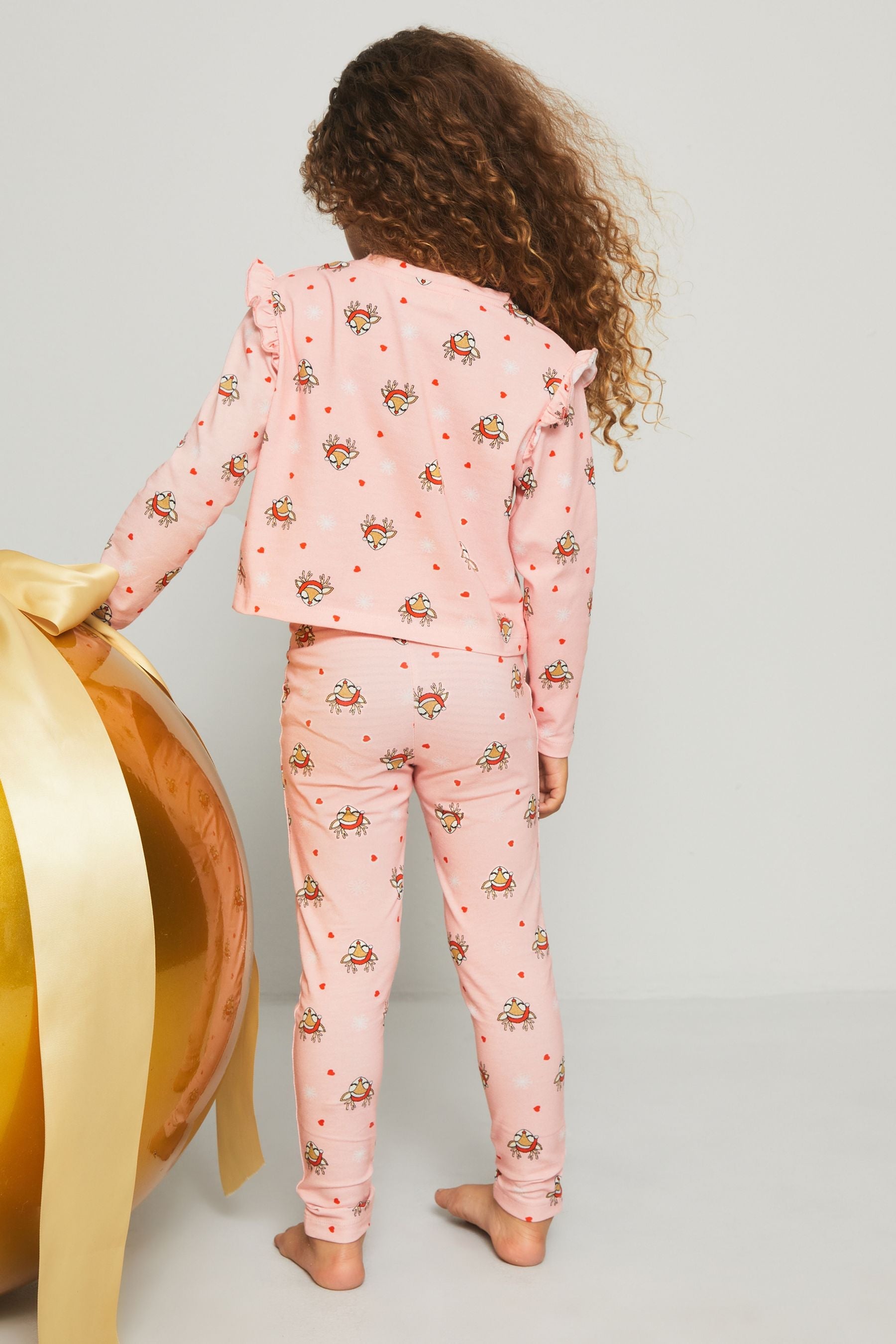 Pink Reindeer Mini Jersey Christmas Pyjamas