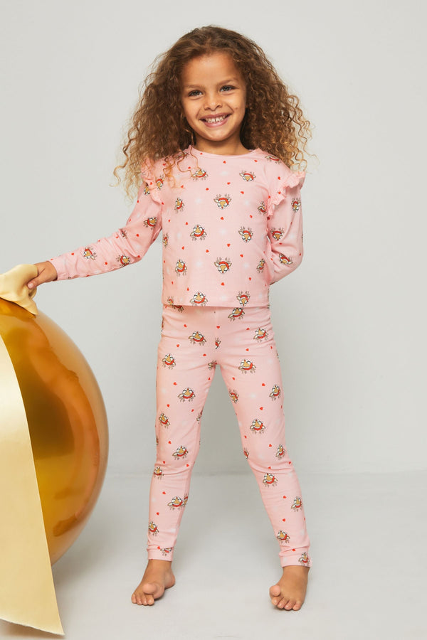 Pink Reindeer Mini Jersey Christmas Pyjamas