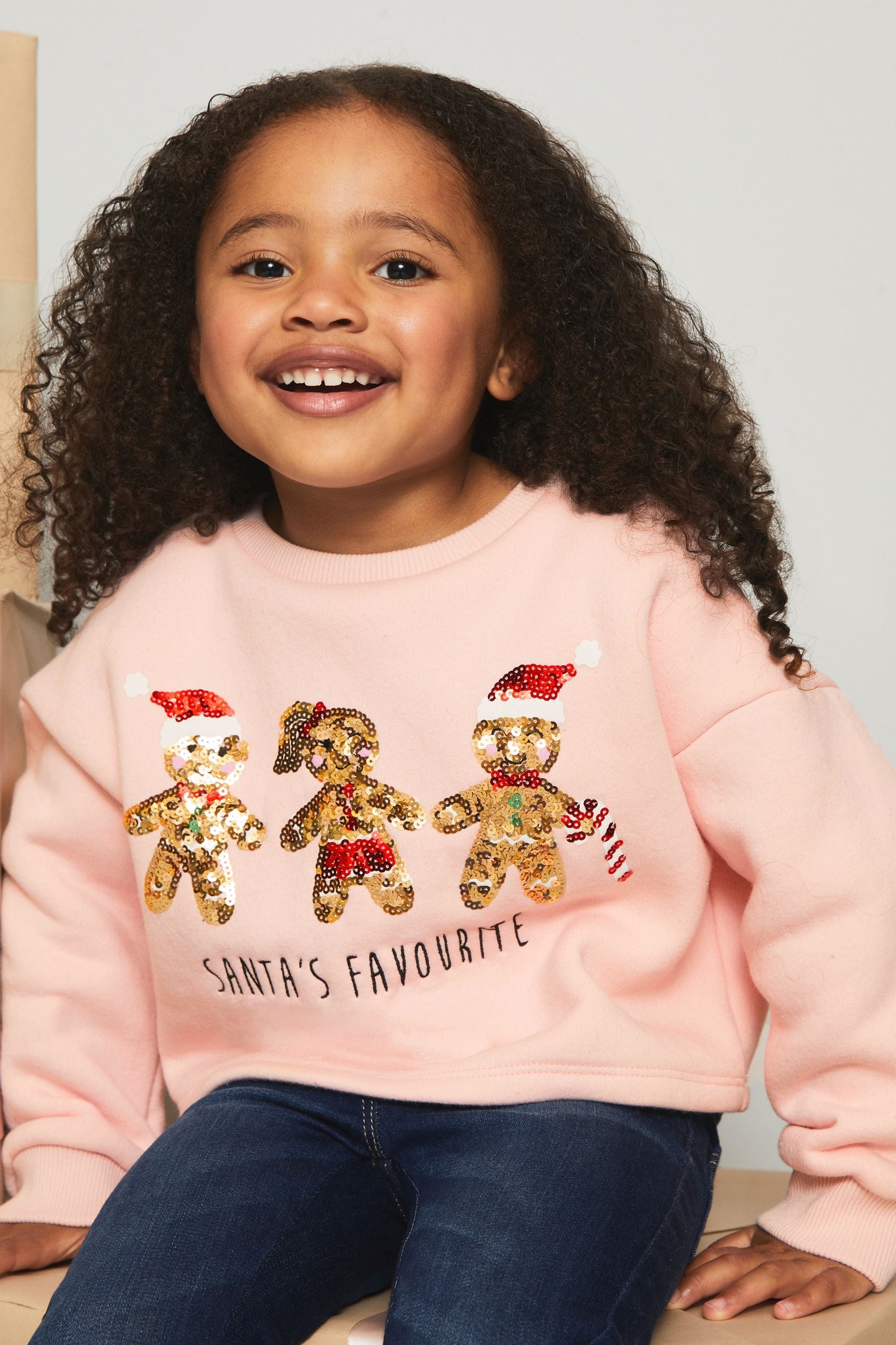 Pink Mini Christmas Sweat Top