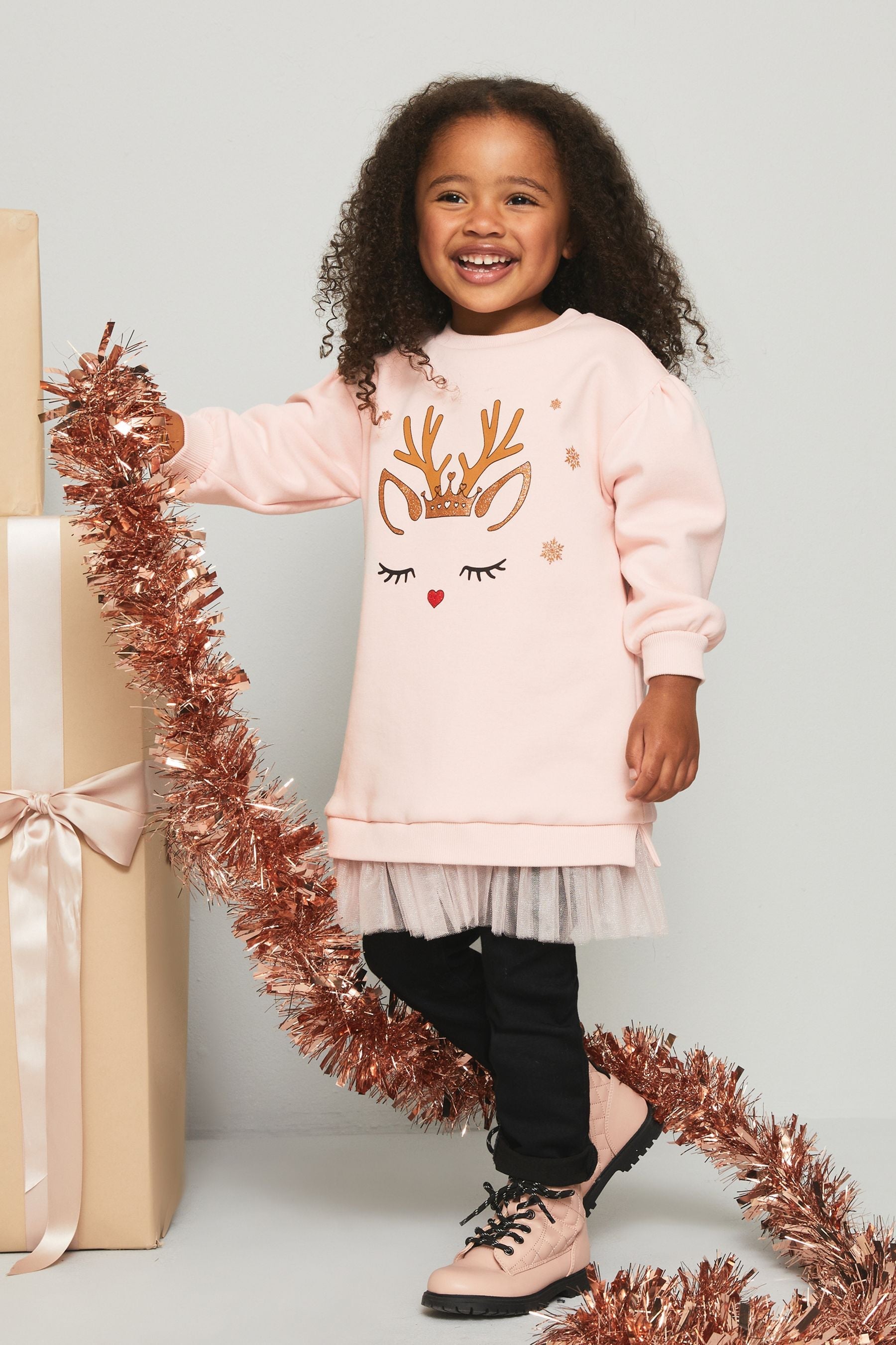 Pink Mini Christmas Sweat Dress