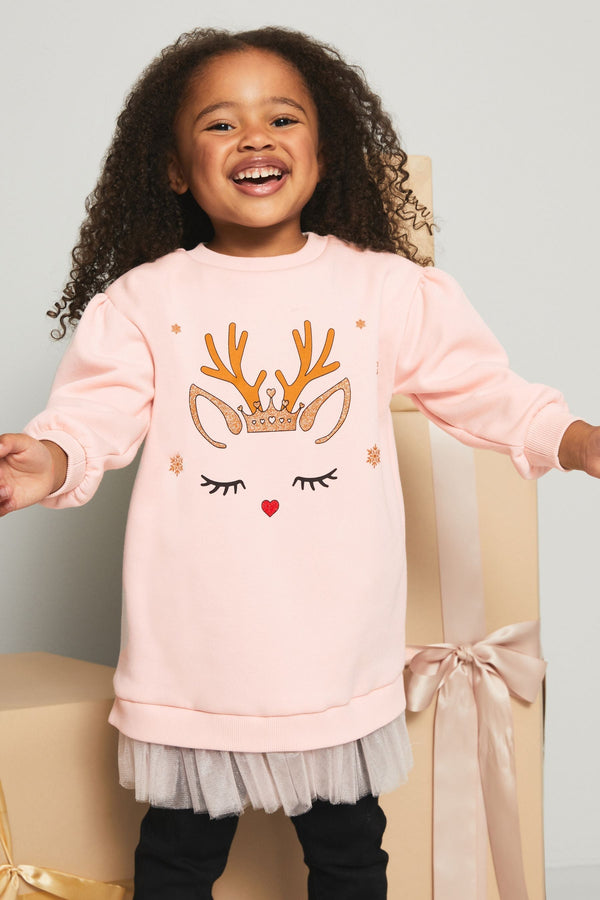 Pink Mini Christmas Sweat Dress