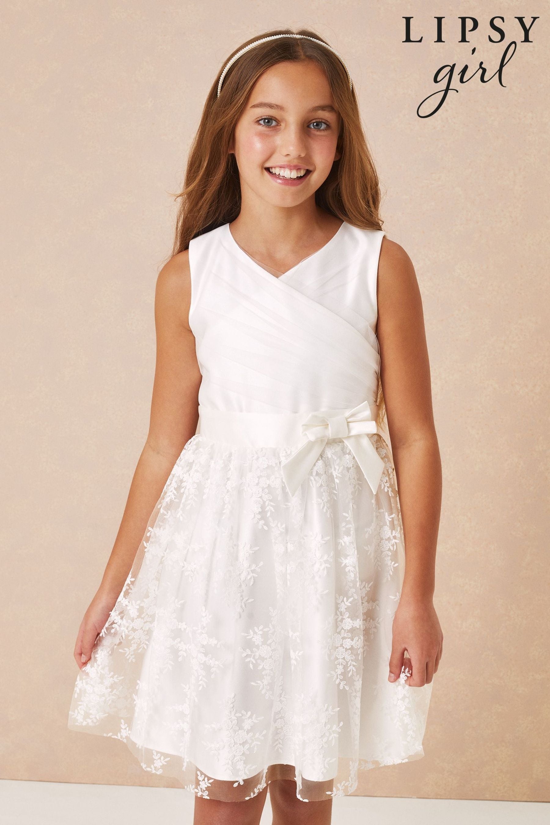 White Embroidered Skirt Occasion Dress