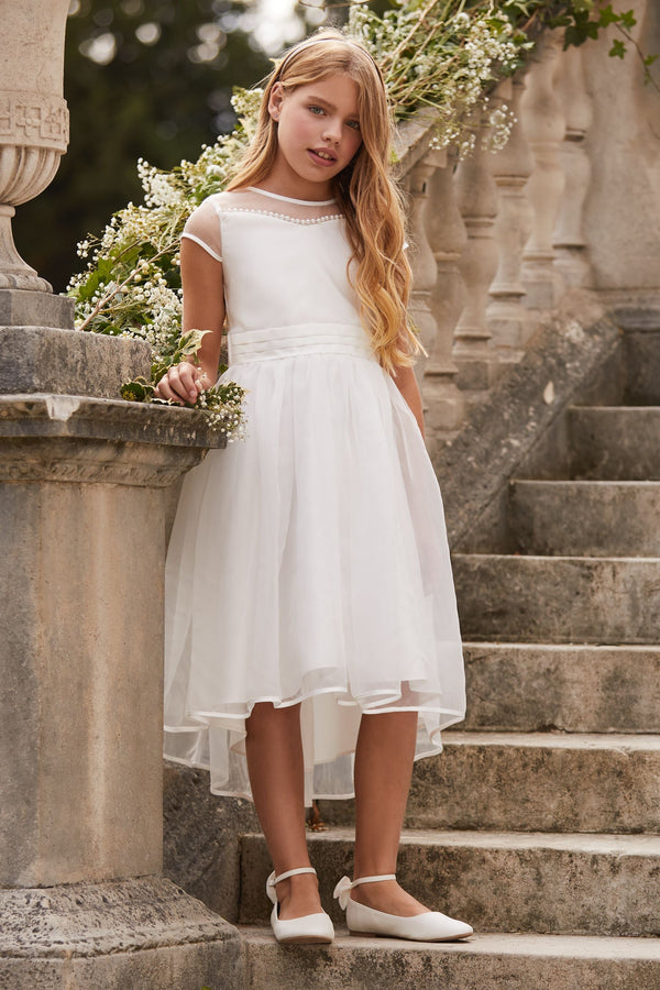 Ivory Pearl Trim Occasion Dress