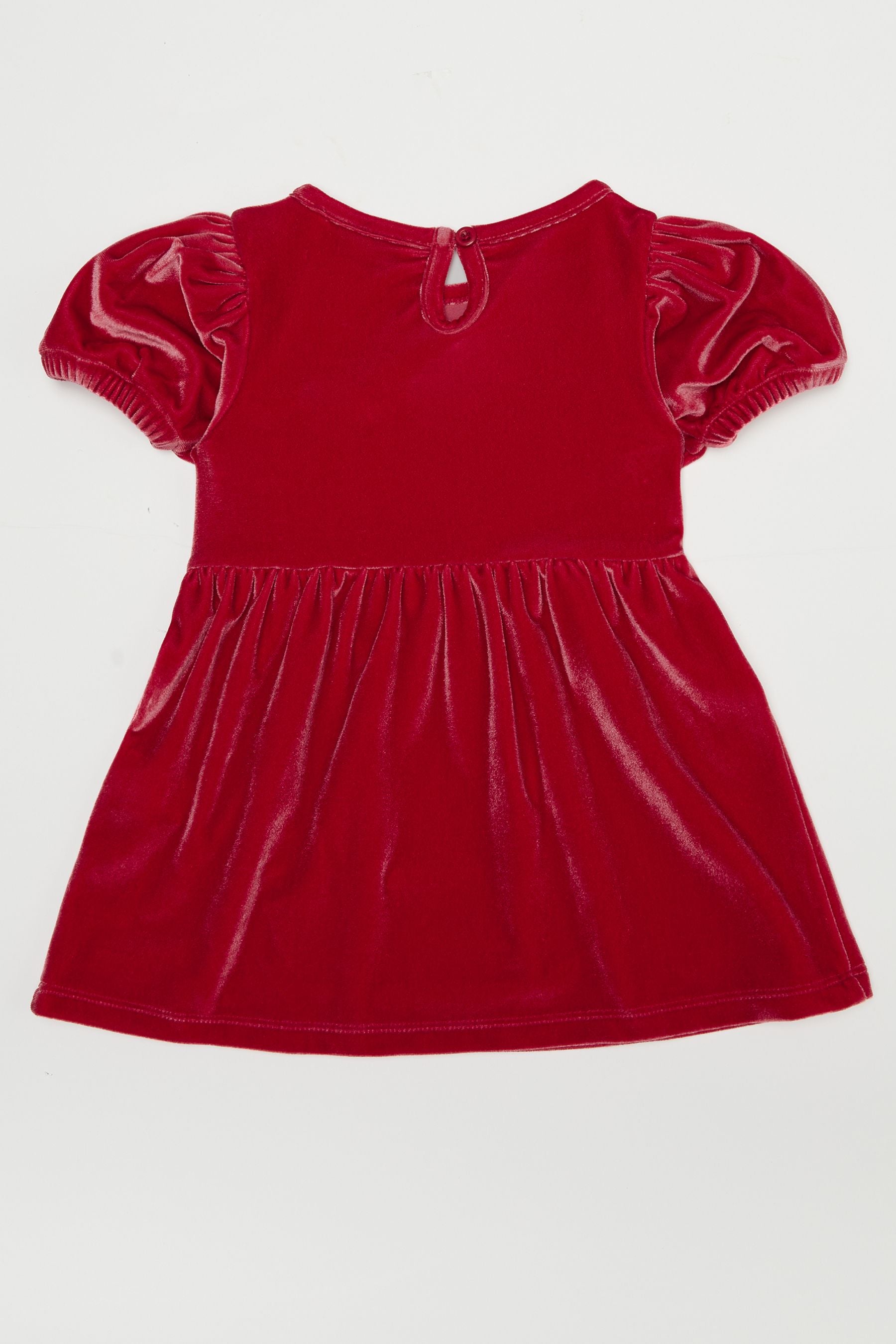 Red Puff Sleeve Velvet Dress (0-6yrs)