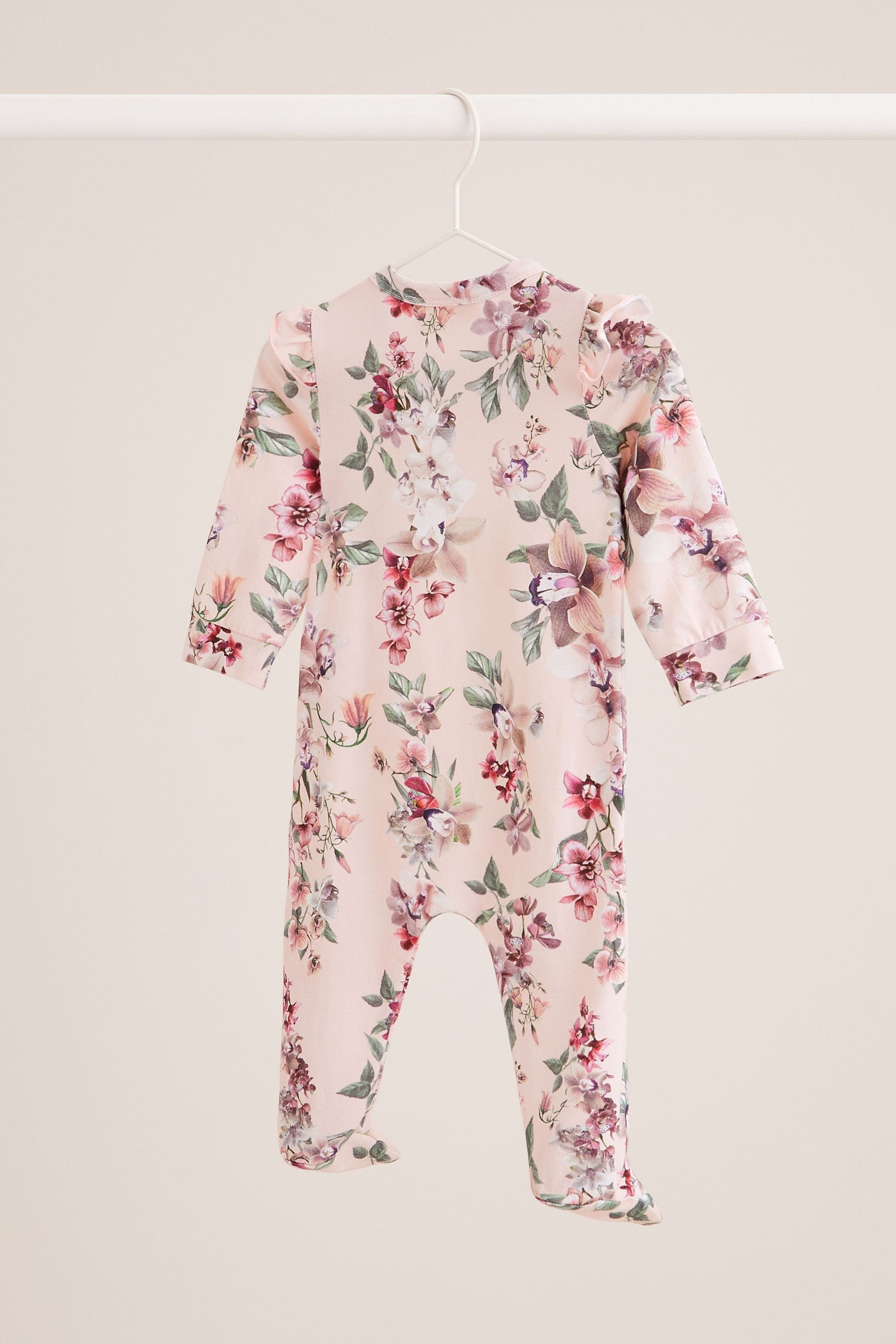 Light Pink Floral Baby Sleepsuit