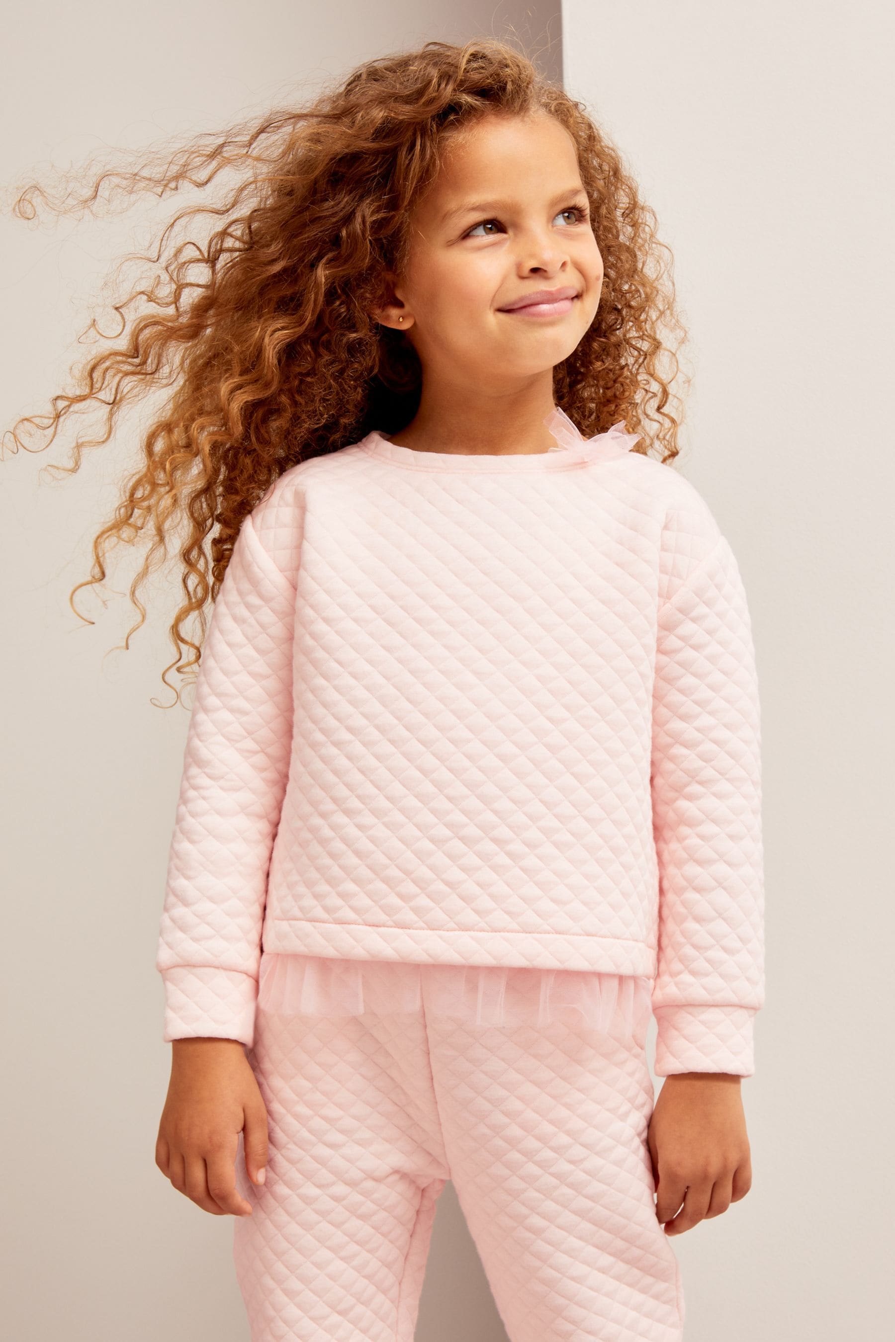 Pink Lipsy Quilted Tutu Sweatshirt And Jogger Set (0-6yrs)