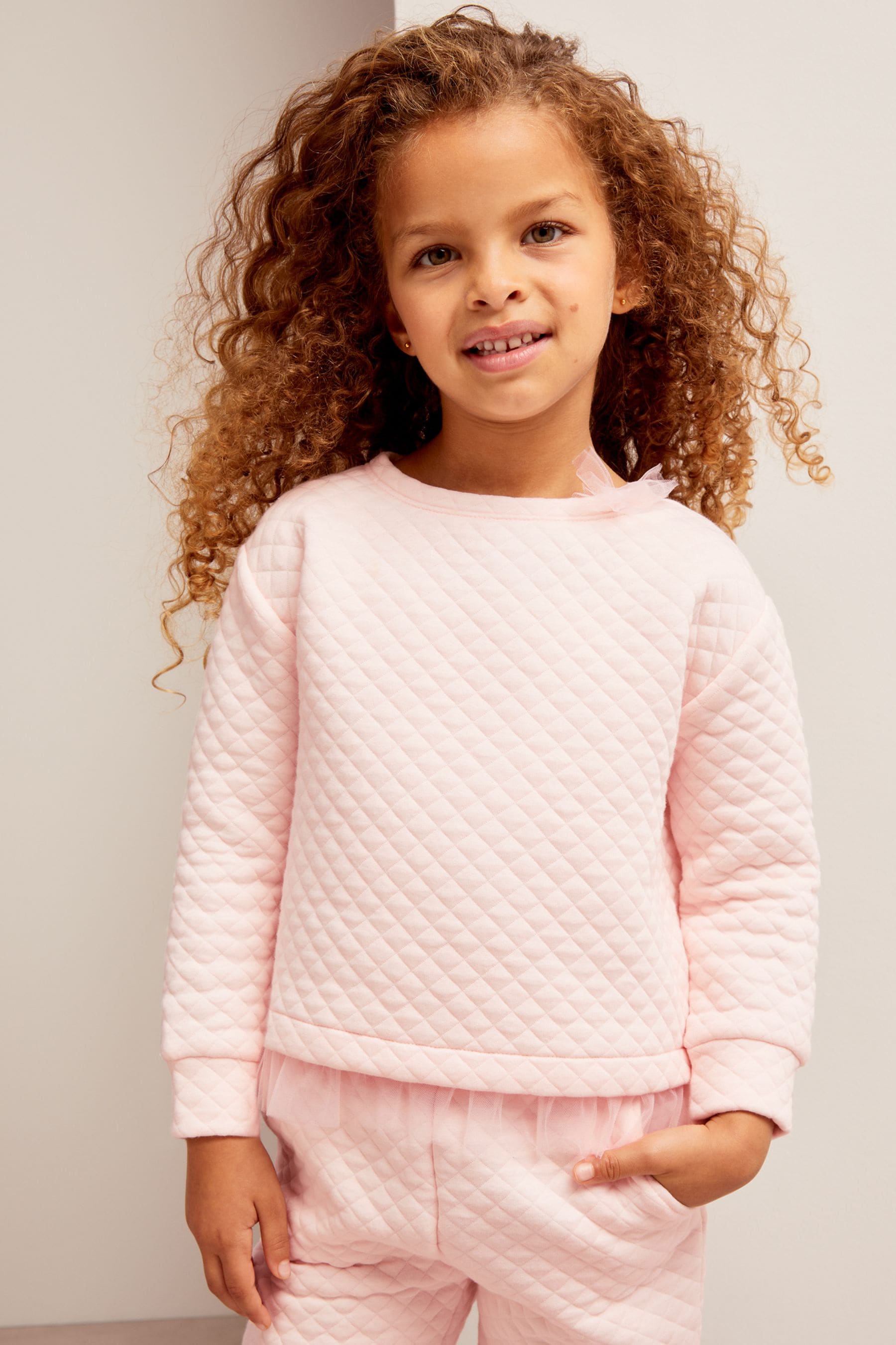 Pink Lipsy Quilted Tutu Sweatshirt And Jogger Set (0-6yrs)