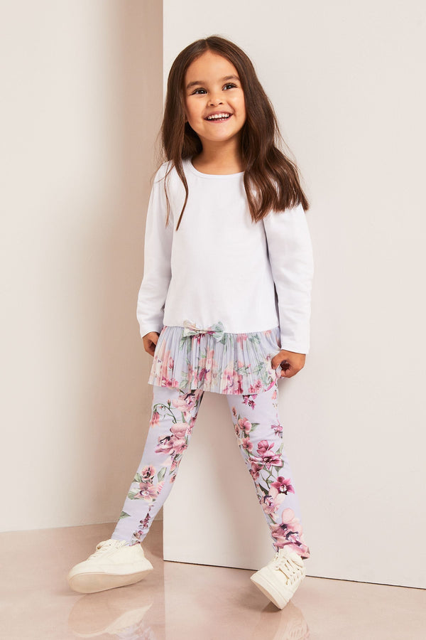 Blue/White Mesh Floral Legging Set (0-6yrs)