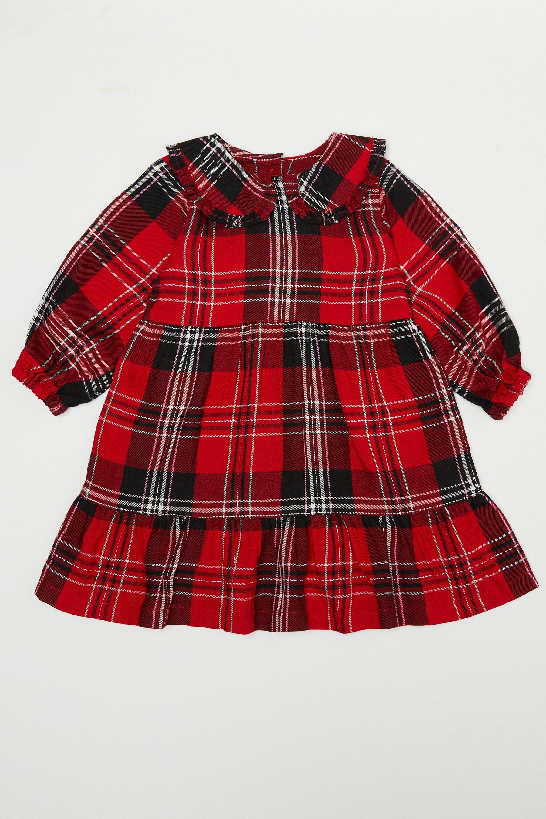 Red Long Sleeve Tartan Dress (0-6yrs)