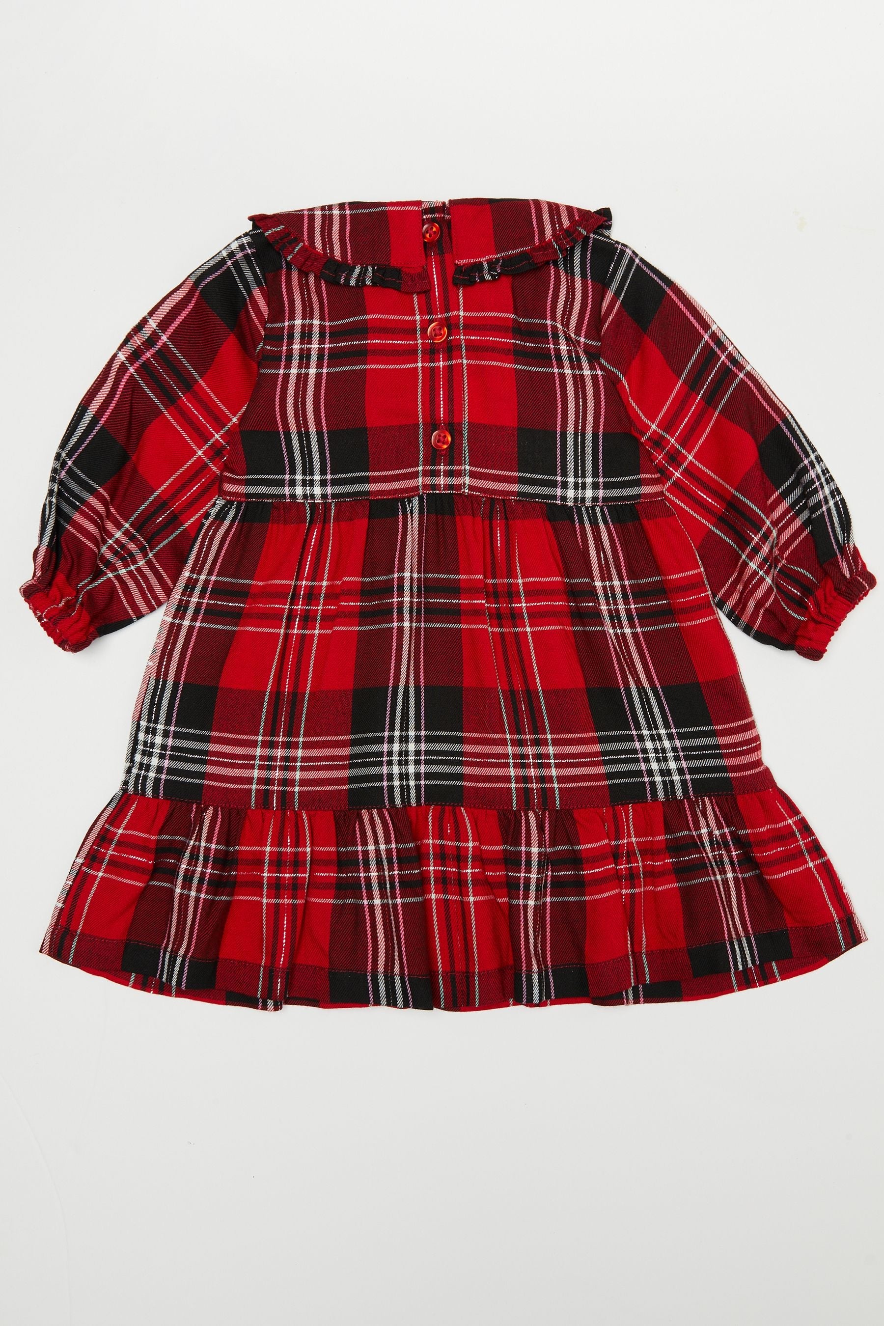 Red Long Sleeve Tartan Dress (0-6yrs)