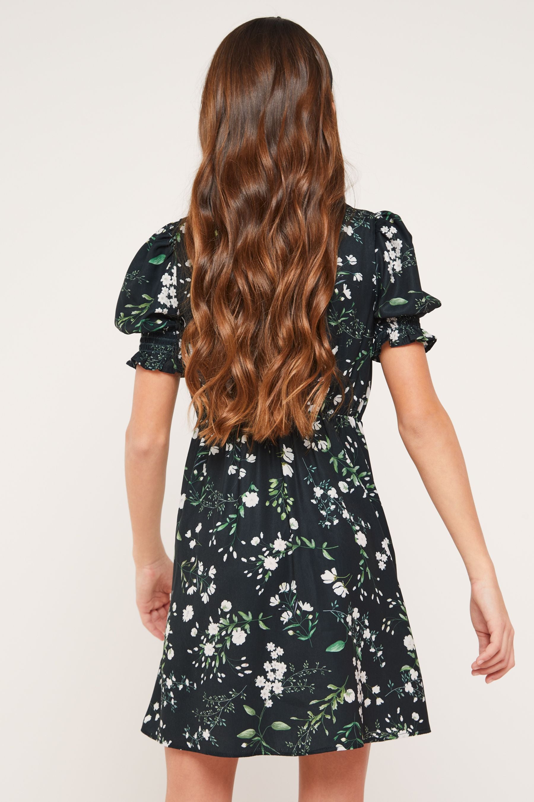 Lipsy Black Floral Knot Front Mini Dress