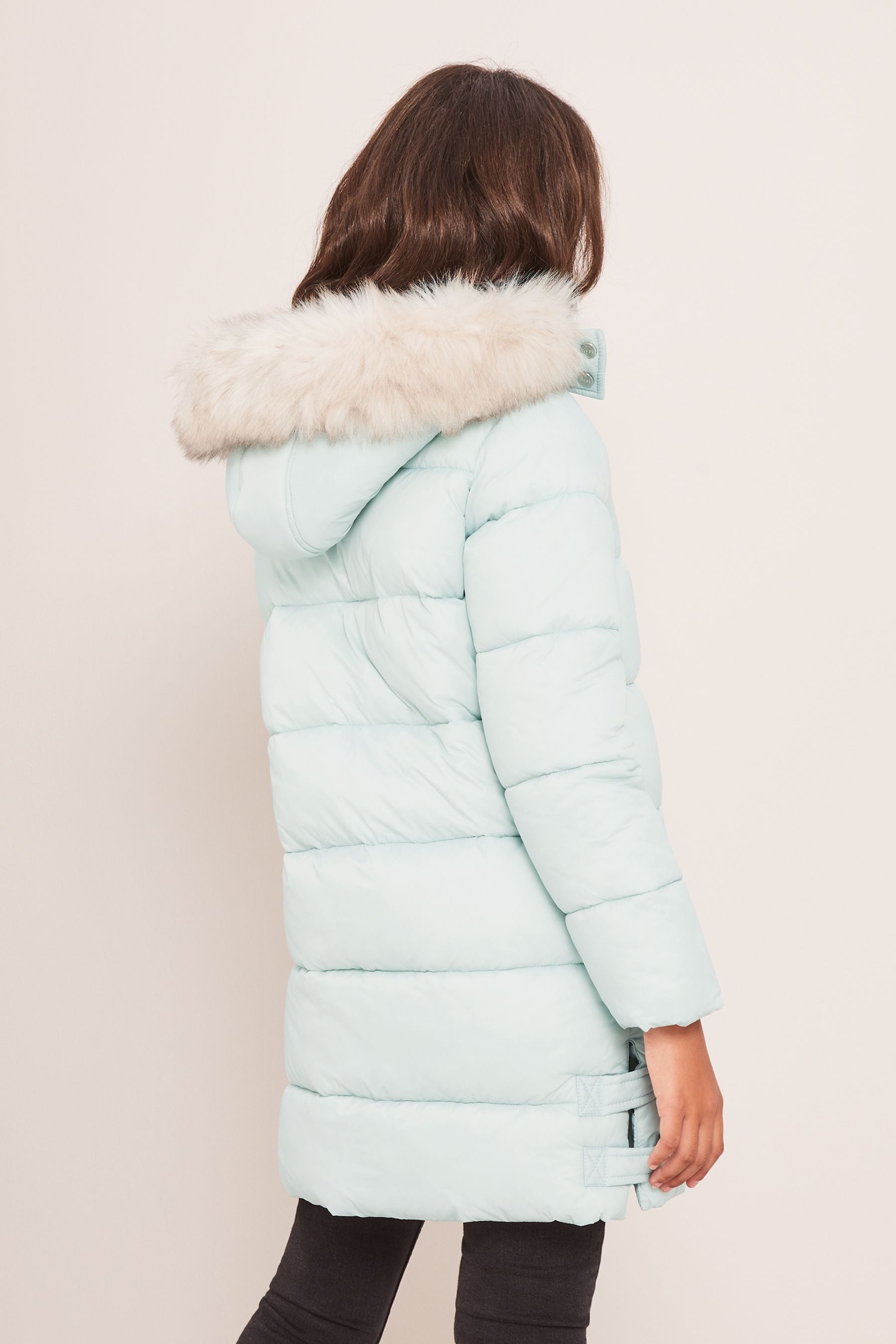 Mint Green Longline Duvet School Coat