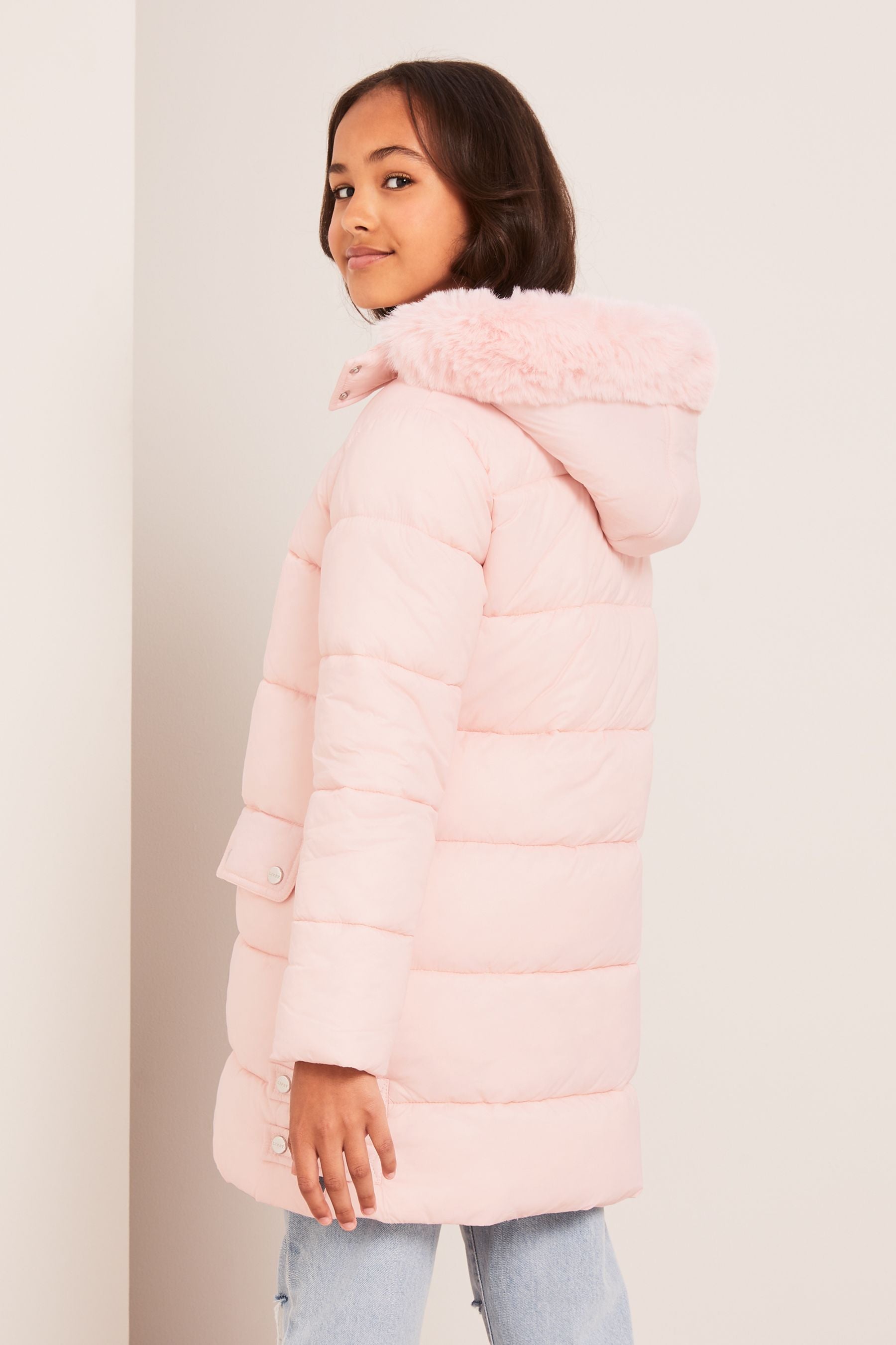 Pink Longline Duvet School Coat