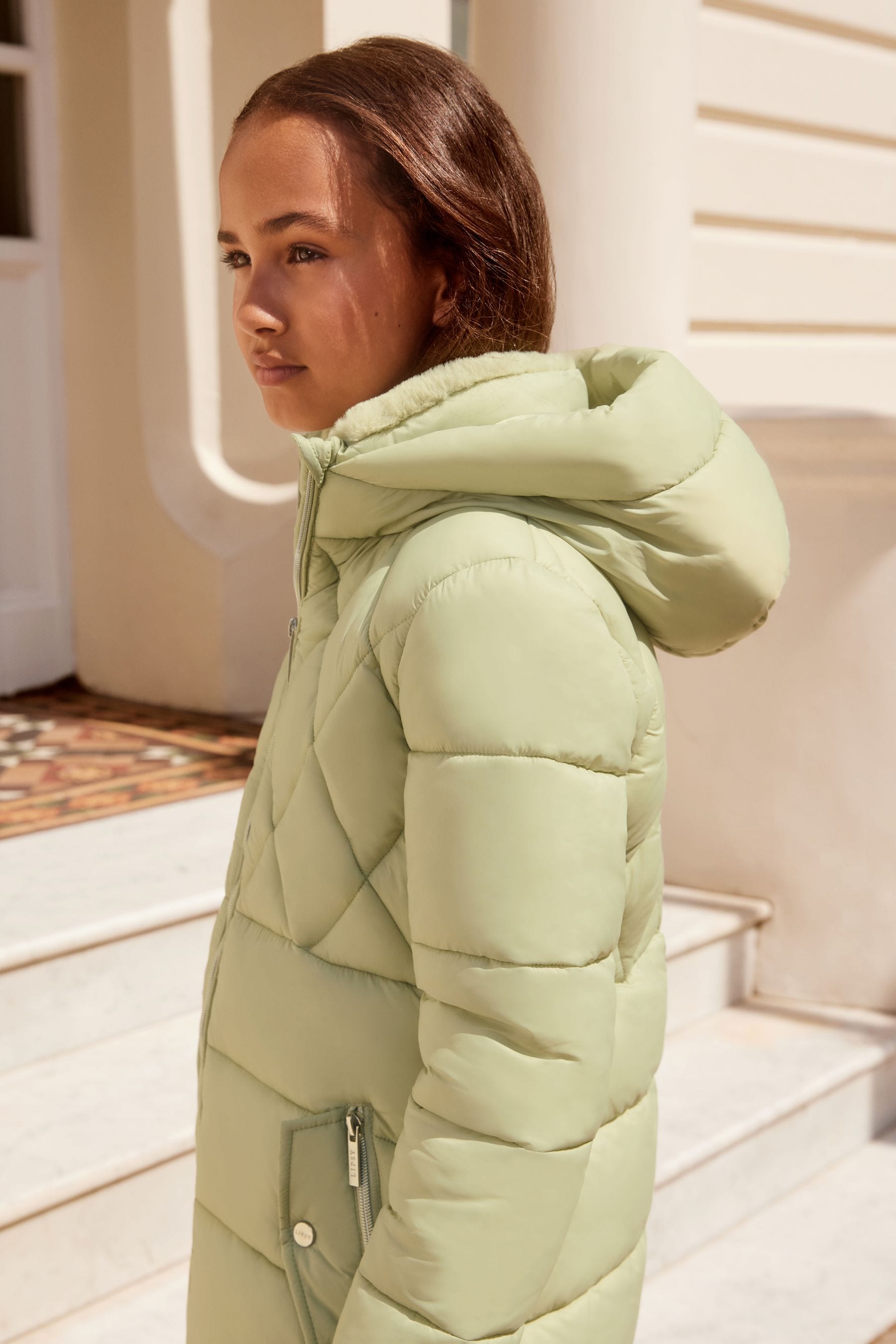 Olive Green Diamond Quilted Duvet Coat