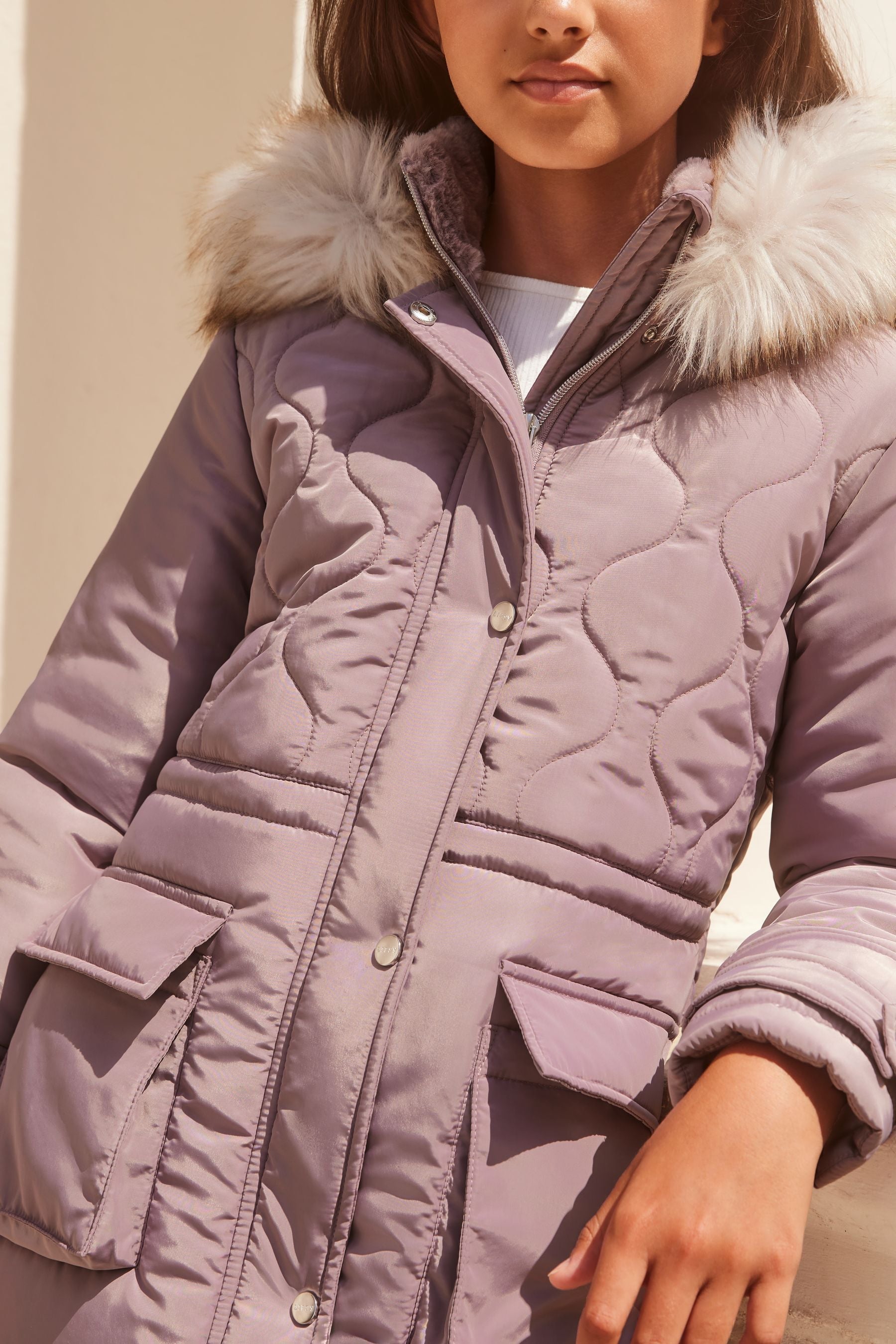 Lilac Shower Resistant Padded Parka School Coat