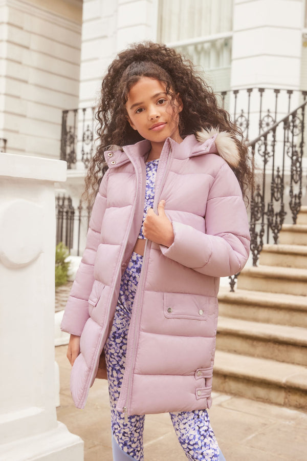 Lilac Longline Duvet School Coat