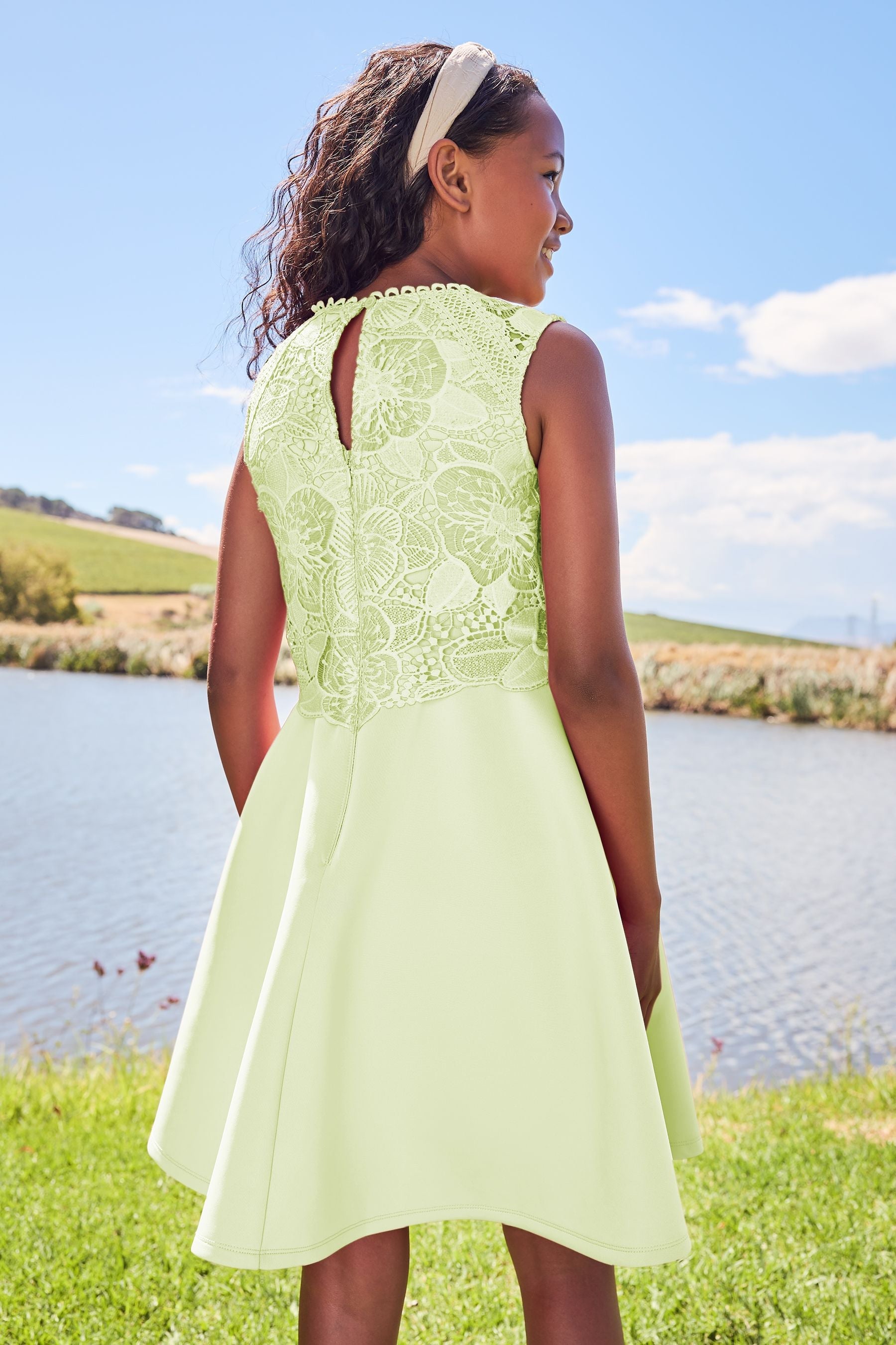 Mint Lace Bodice Occasion Dress