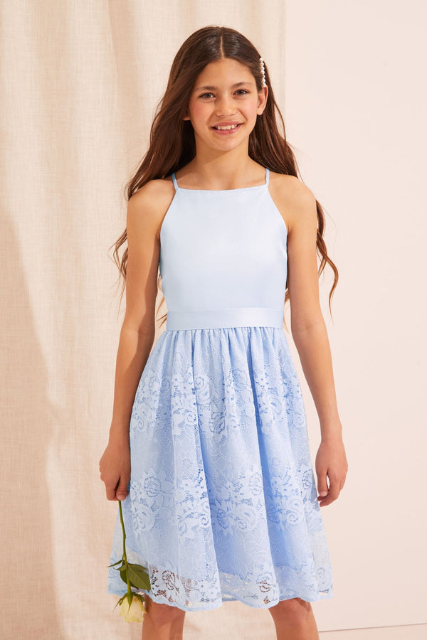 Blue Lace Skirt Occasion Dress