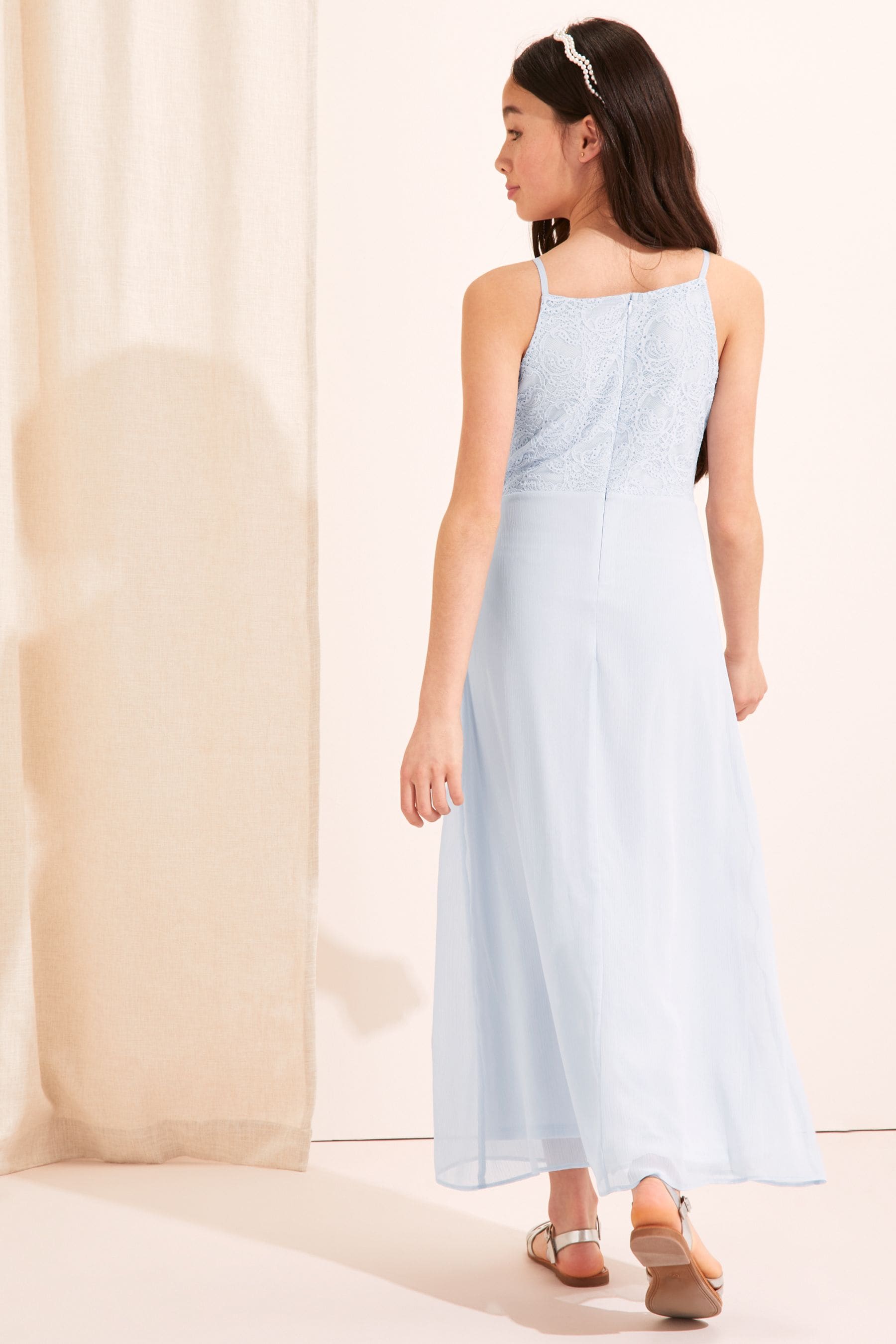 Blue Lace Strap Maxi Occasion Dress (From 7-16yrs)