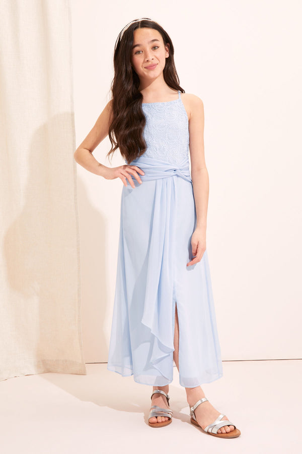 Blue Lace Strap Maxi Occasion Dress (From 7-16yrs)