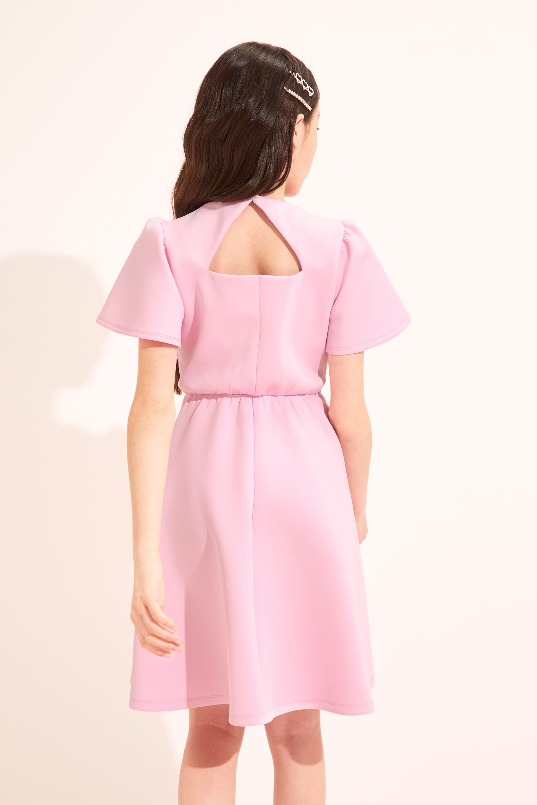 Pink Waist Trim Scuba Dress