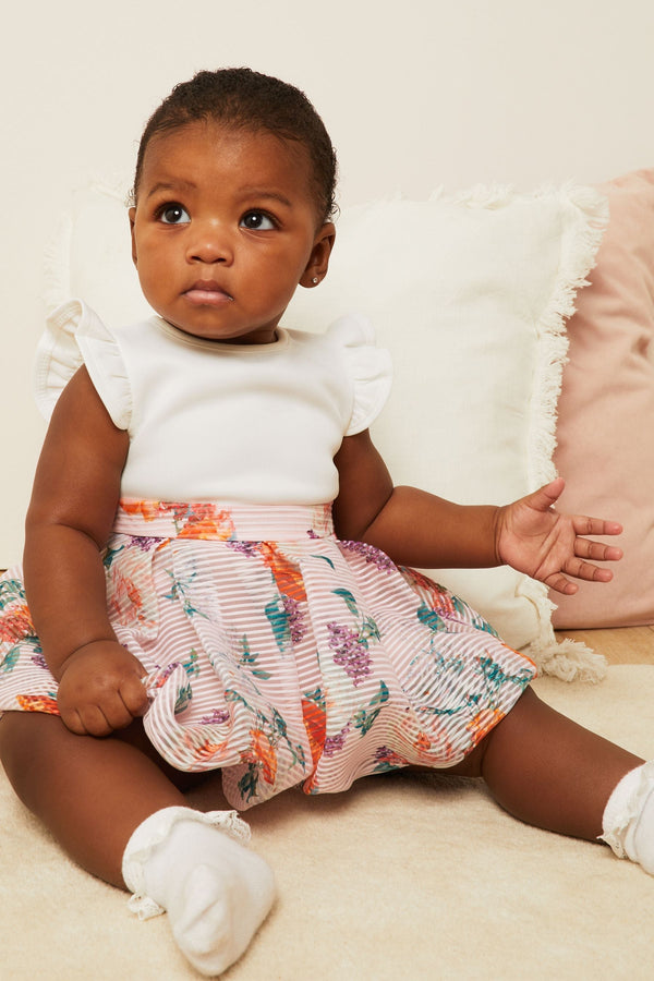 Pink Baby Puff Ball Stripe Dress