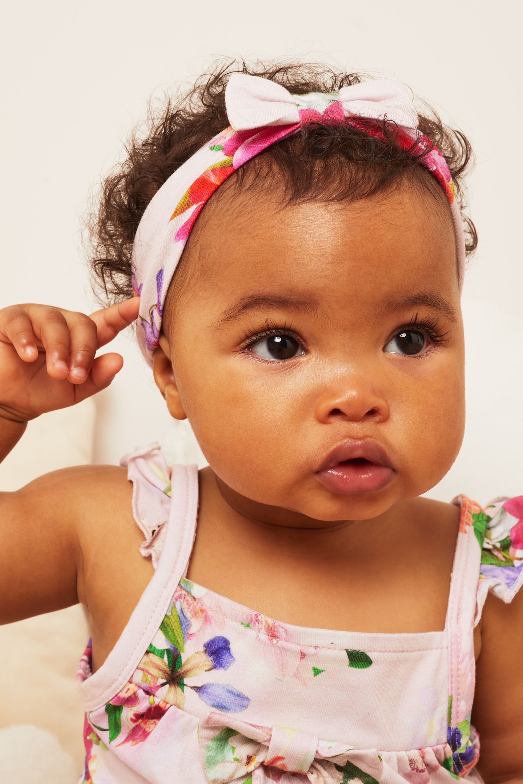 Pink Jersey Frill Romper With Headband- Baby