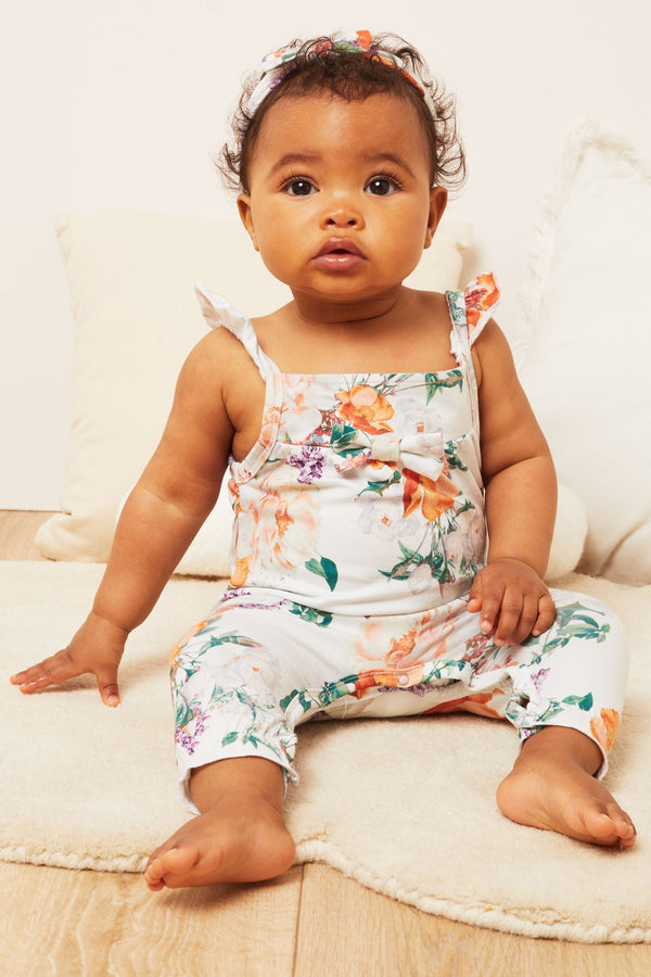 White Jersey Frill Romper With Headband- Baby