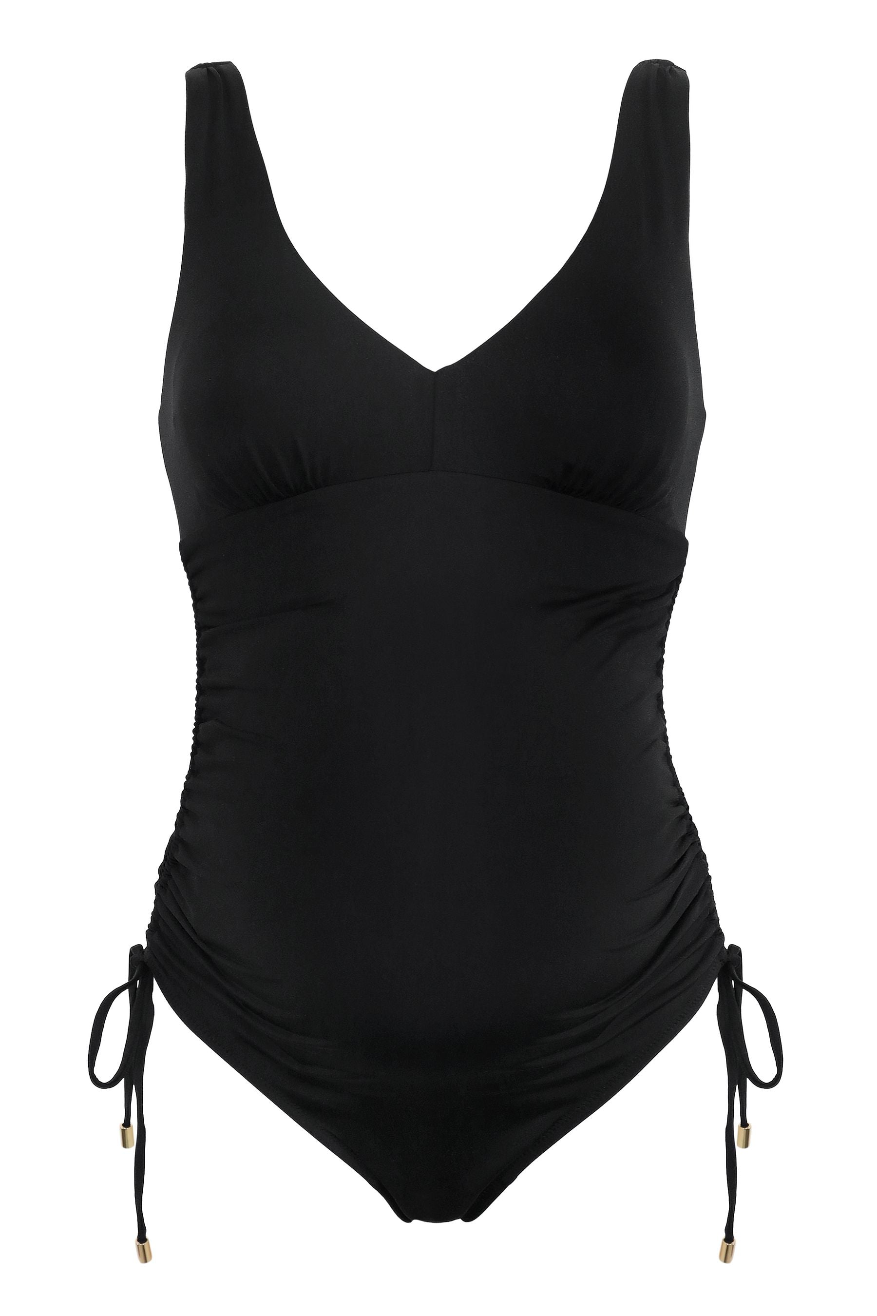 Pour Moi Black Maternity Ruched Adjustable Side Swimsuit