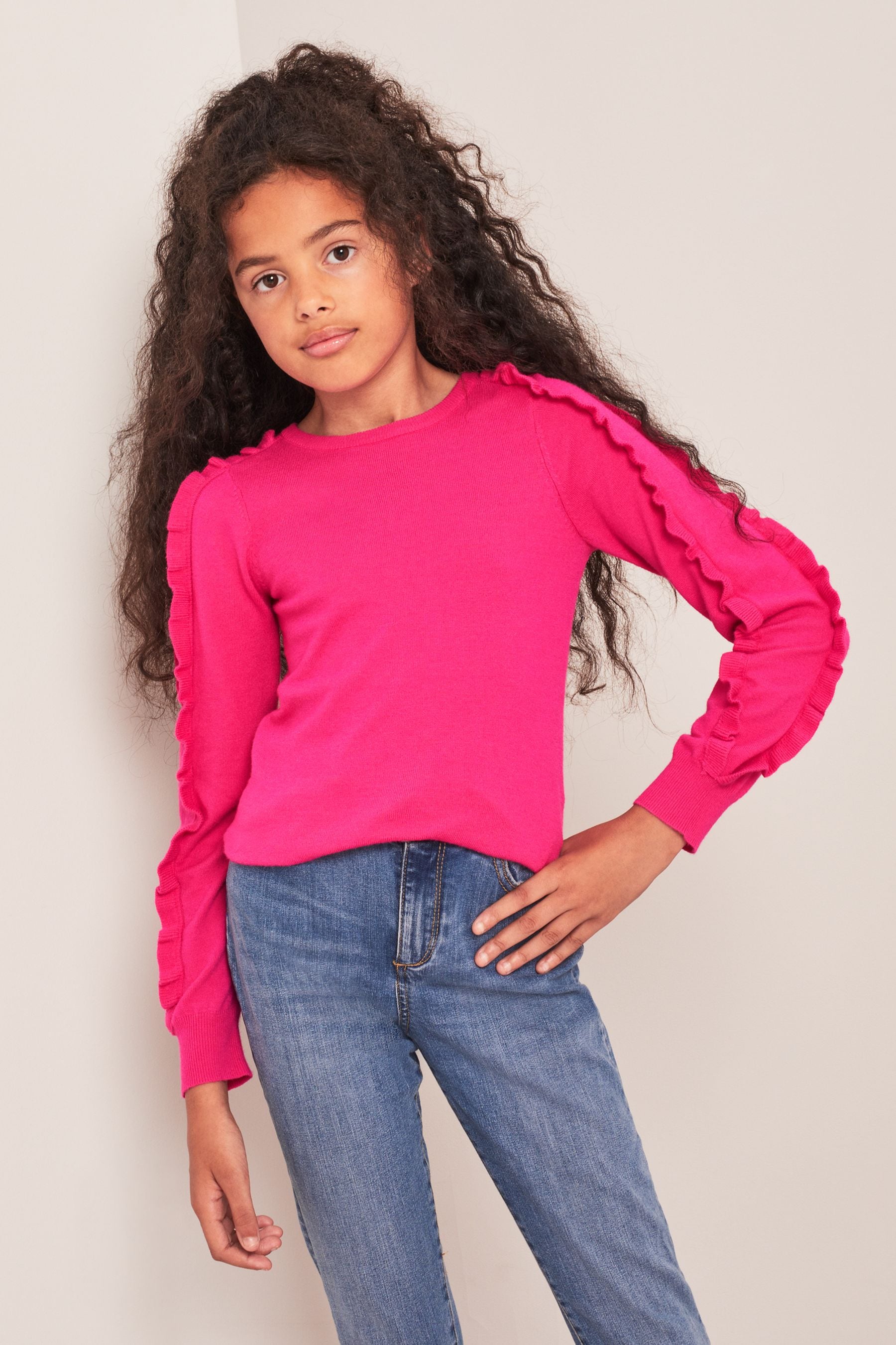 Pink Frill Detail Jumper