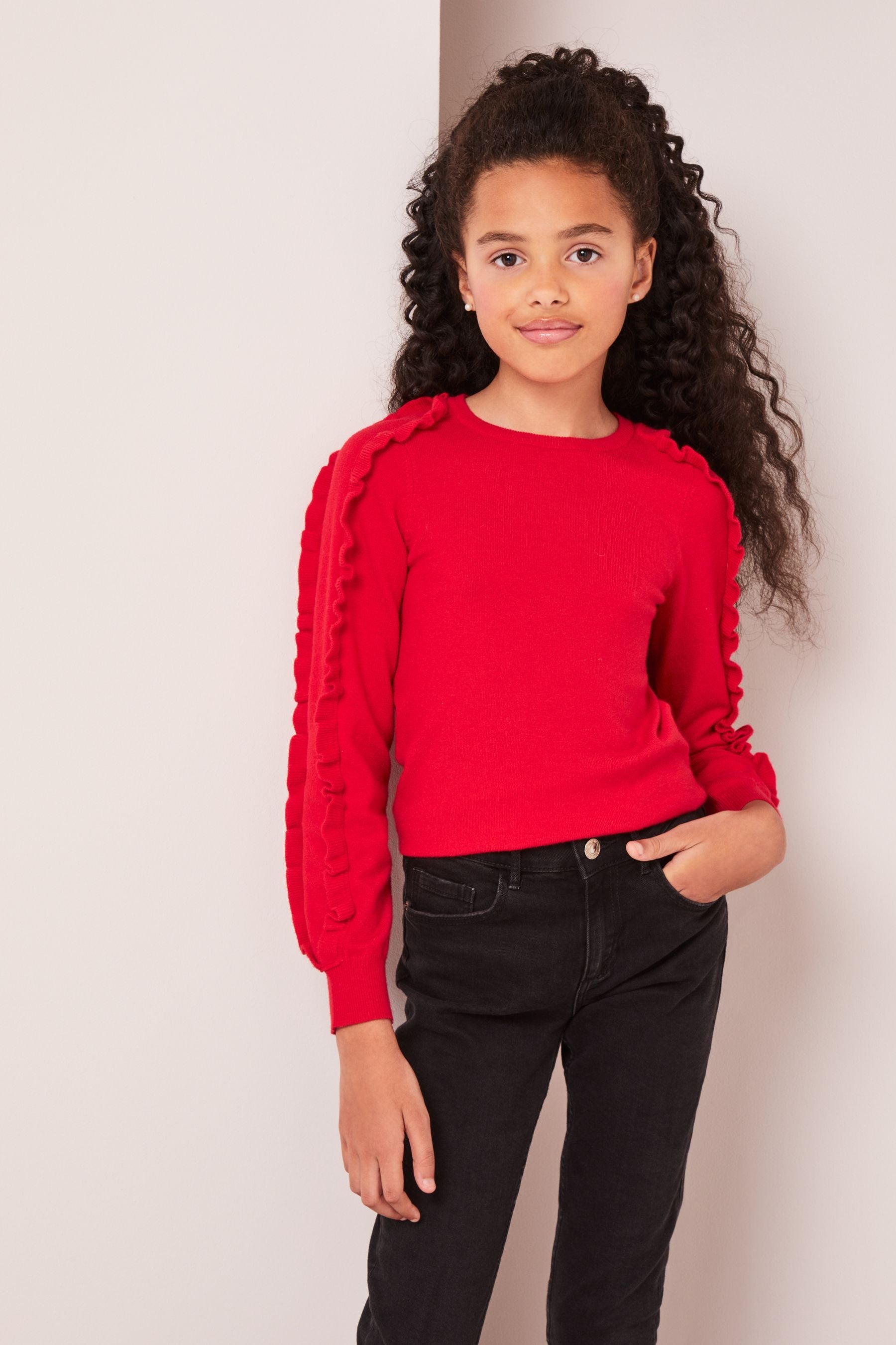 Red Frill Detail Jumper