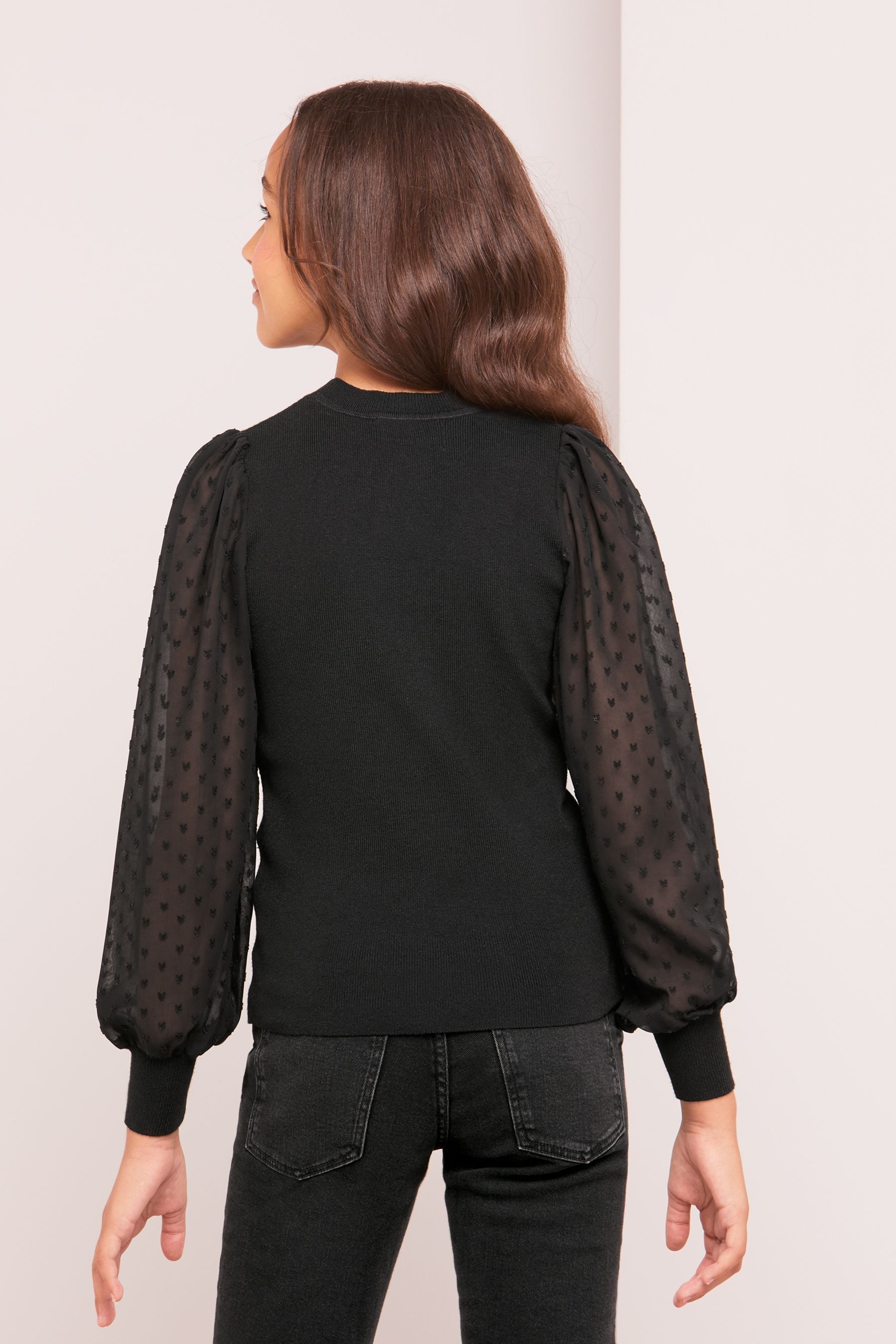 Black Organza Long Sleeve Jumper