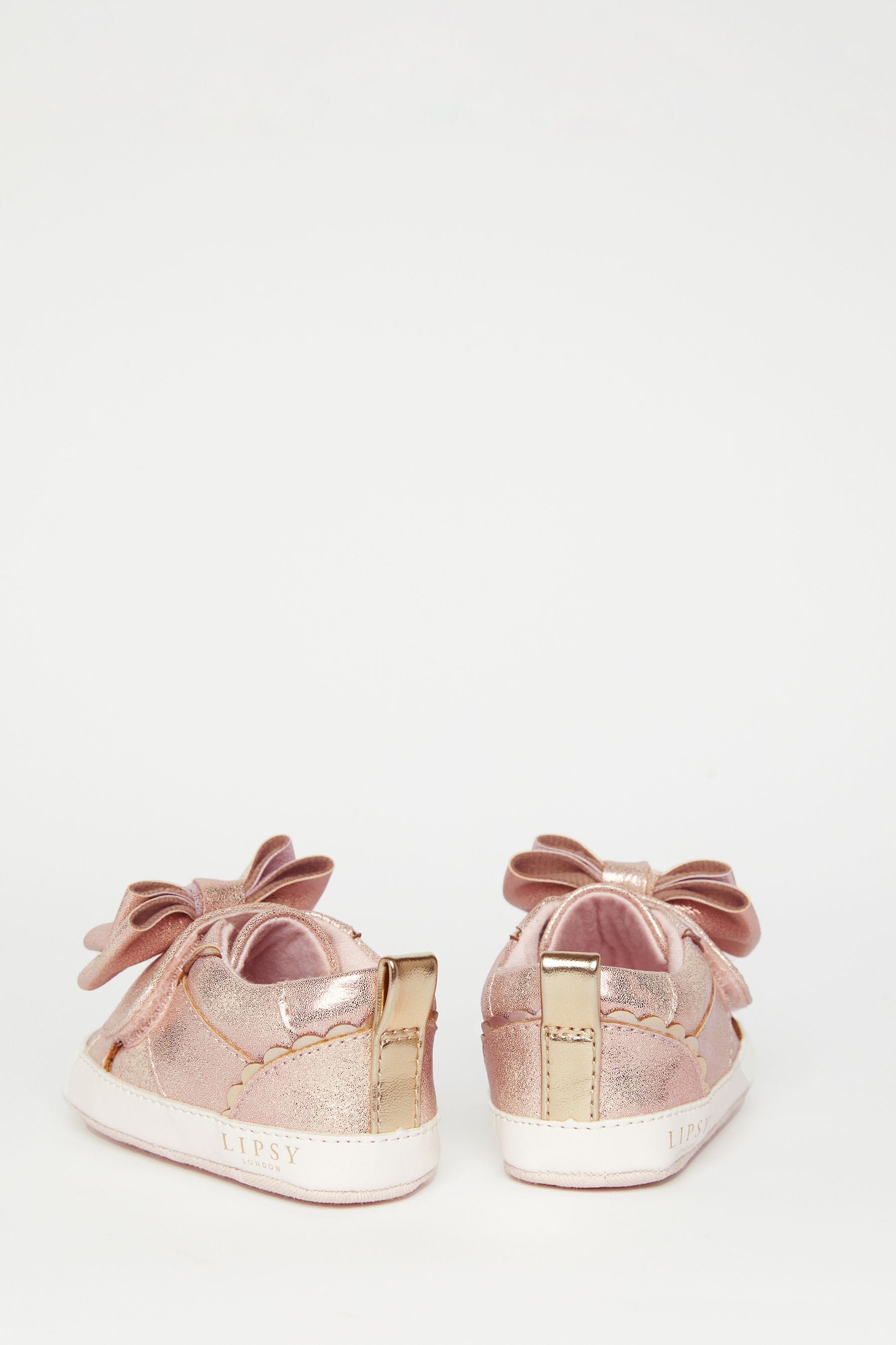 Pink Bow Pram Trainer Shoe - Baby