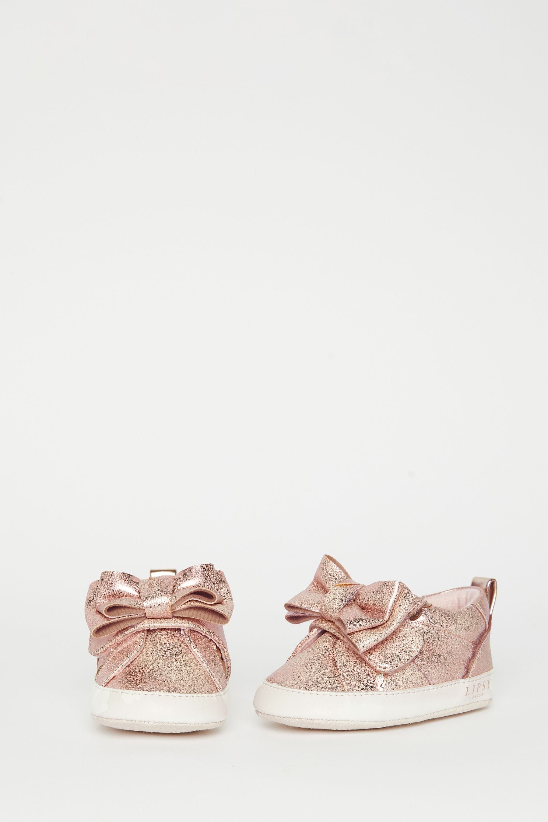 Pink Bow Pram Trainer Shoe - Baby