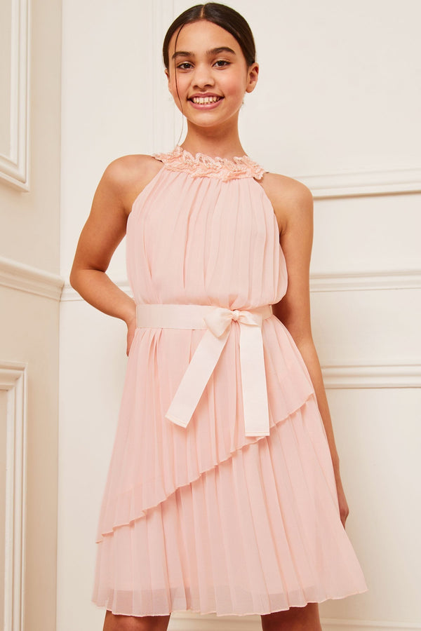 Light Pink Pleated Chiffon Occasion Dress