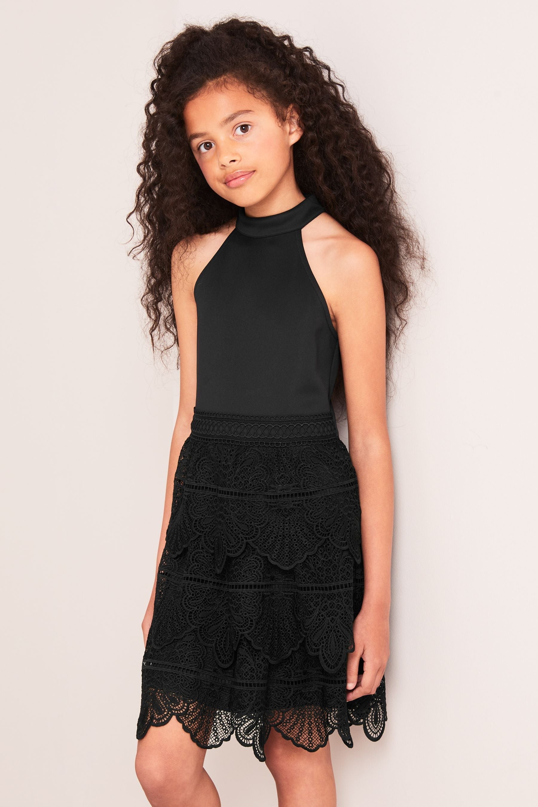 Black Tierred Lace Occasion Dress