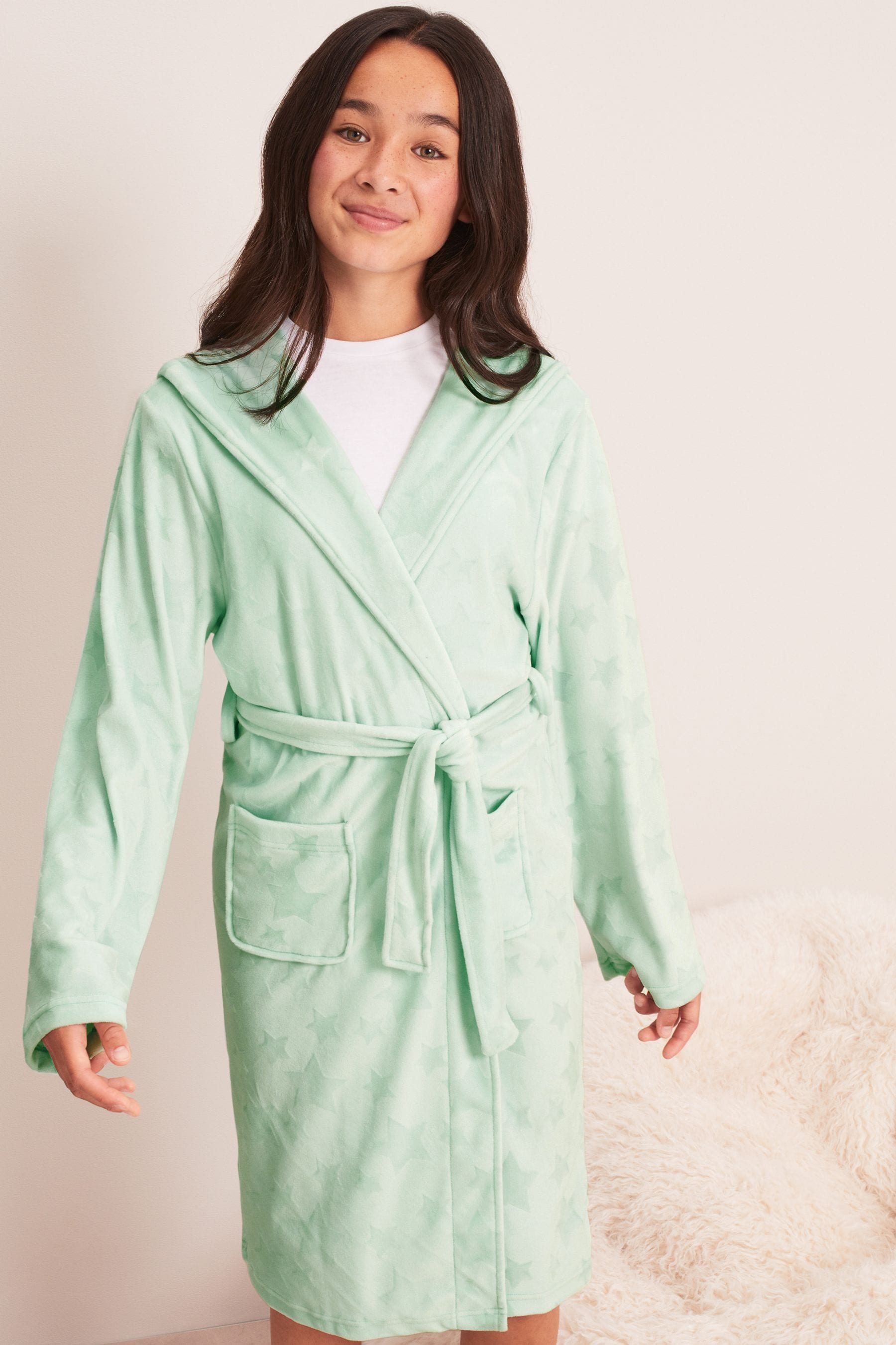 Green Velour Embroidery Dressing Gown