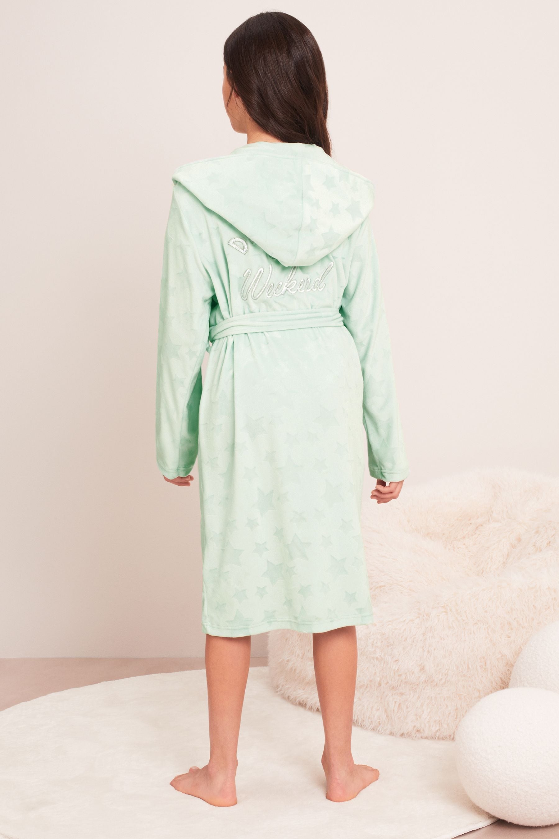 Green Velour Embroidery Dressing Gown