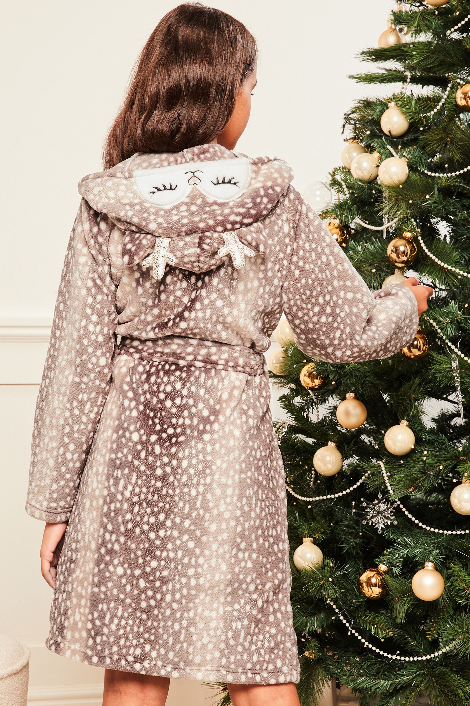 Brown Christmas Reindeer Dressing Gown