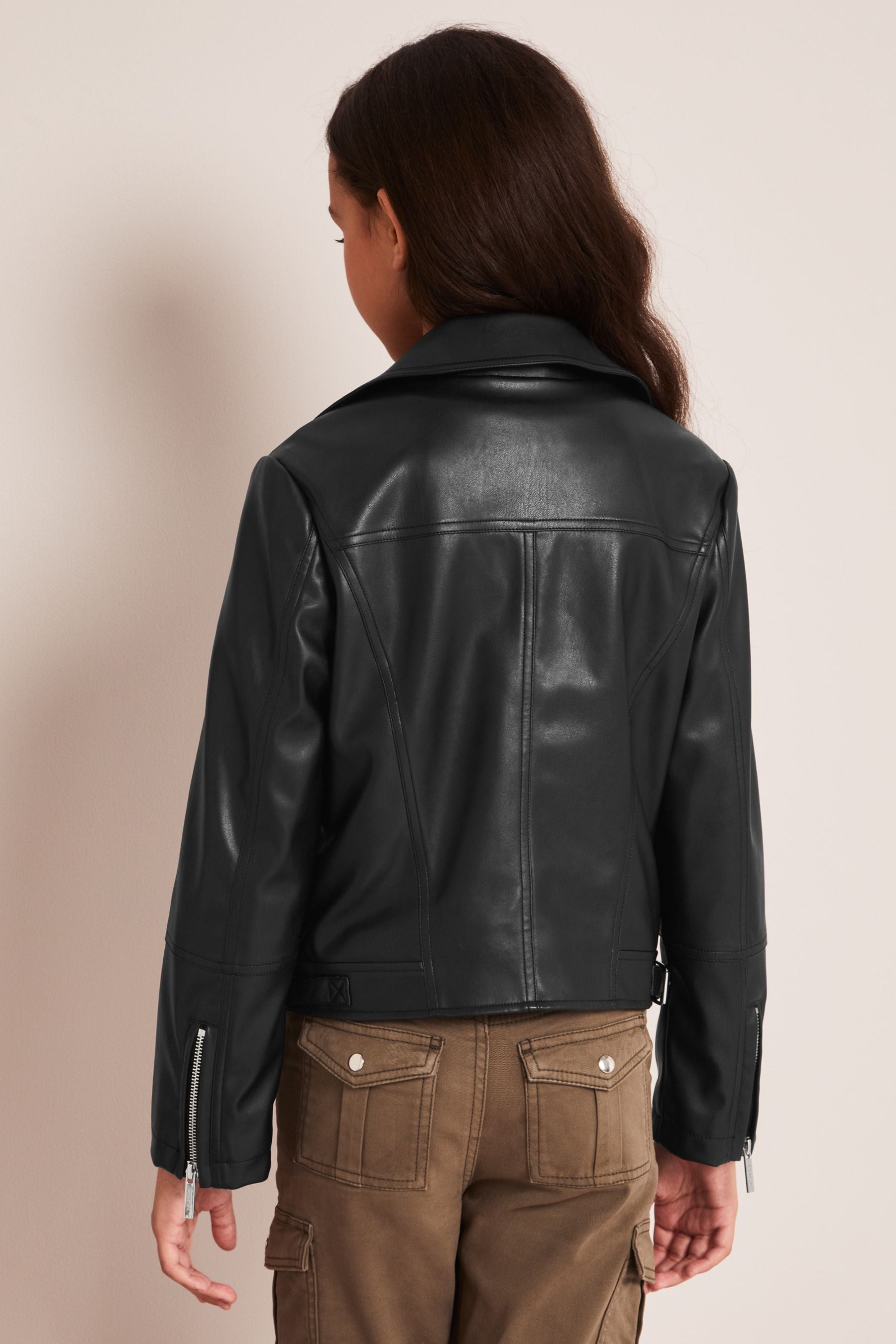 Black Faux Leather Biker Jacket