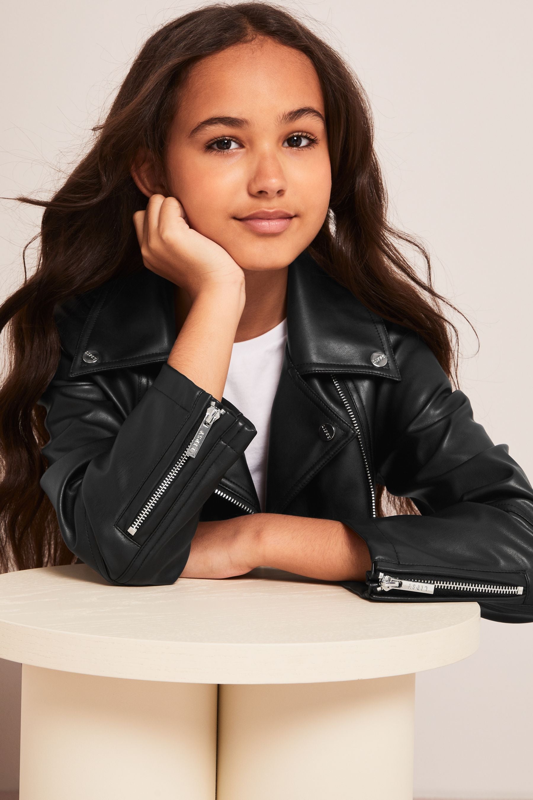 Black Faux Leather Biker Jacket